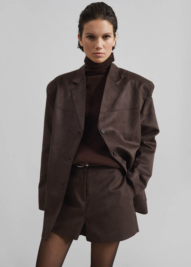 Merida Faux Suede Blazer - Brown 9