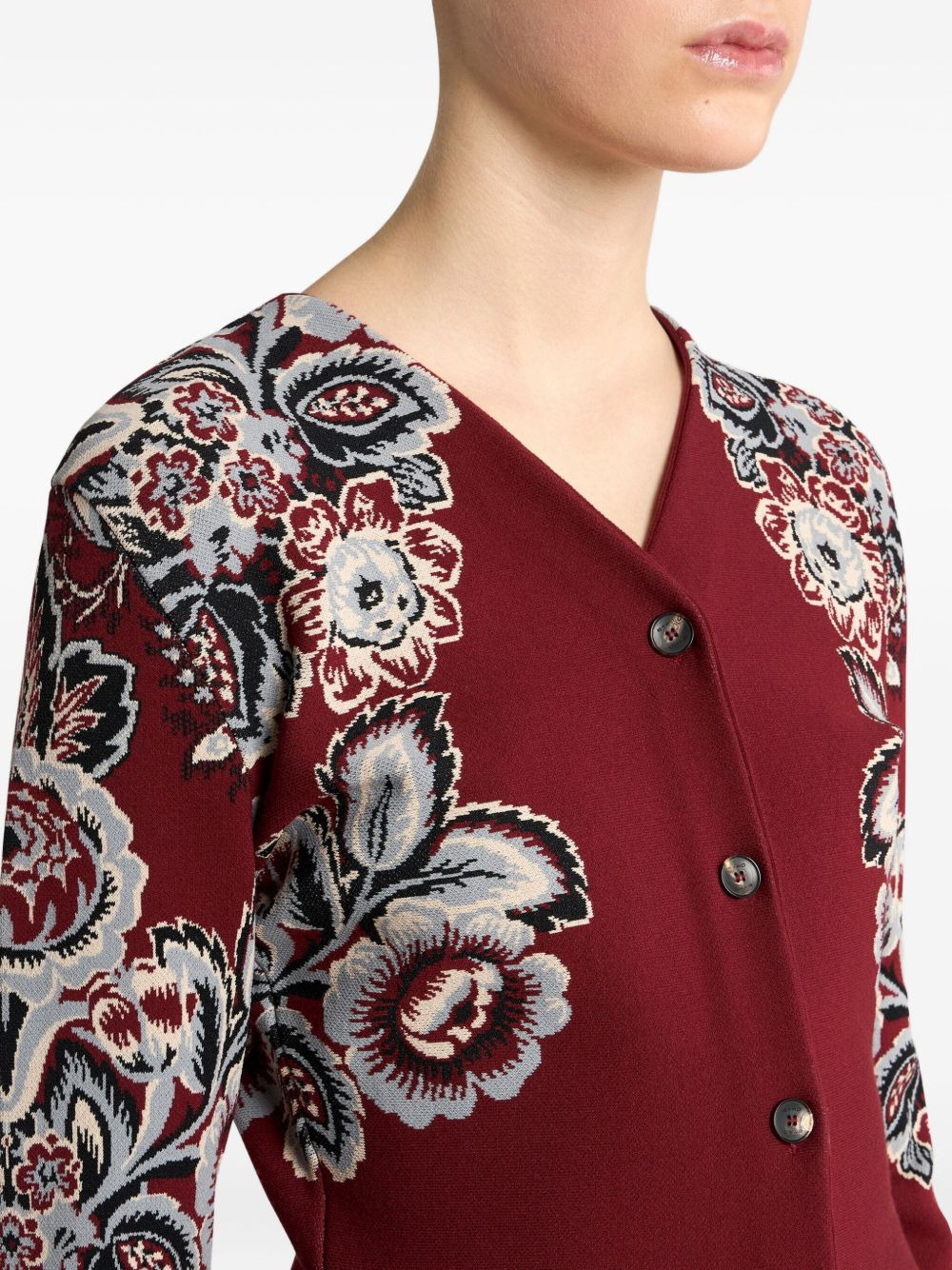floral-pattern flared cardigan - 4