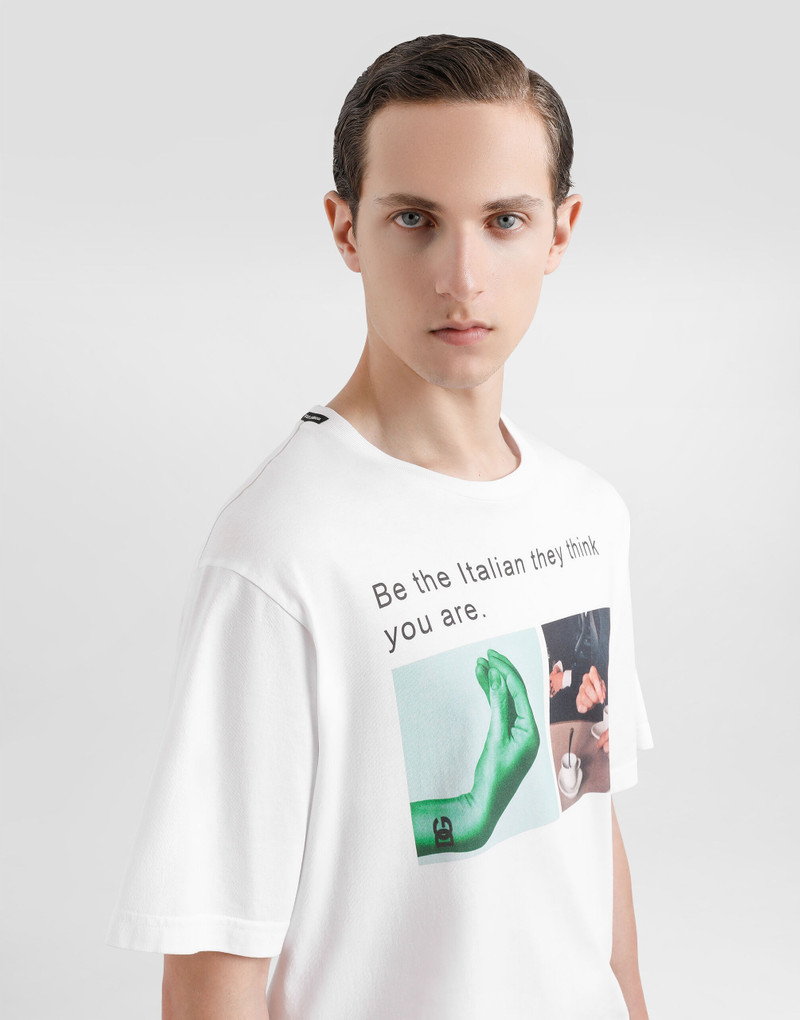Cotton T-shirt with hand and coffee print 5