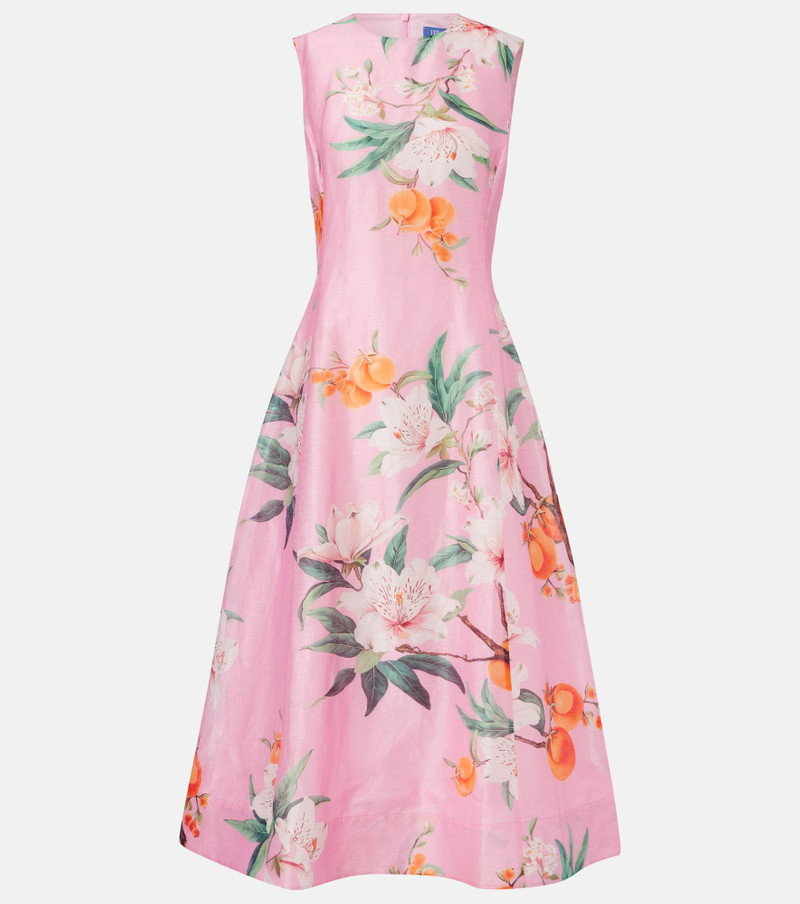 Cleo floral linen-blend midi dress 1