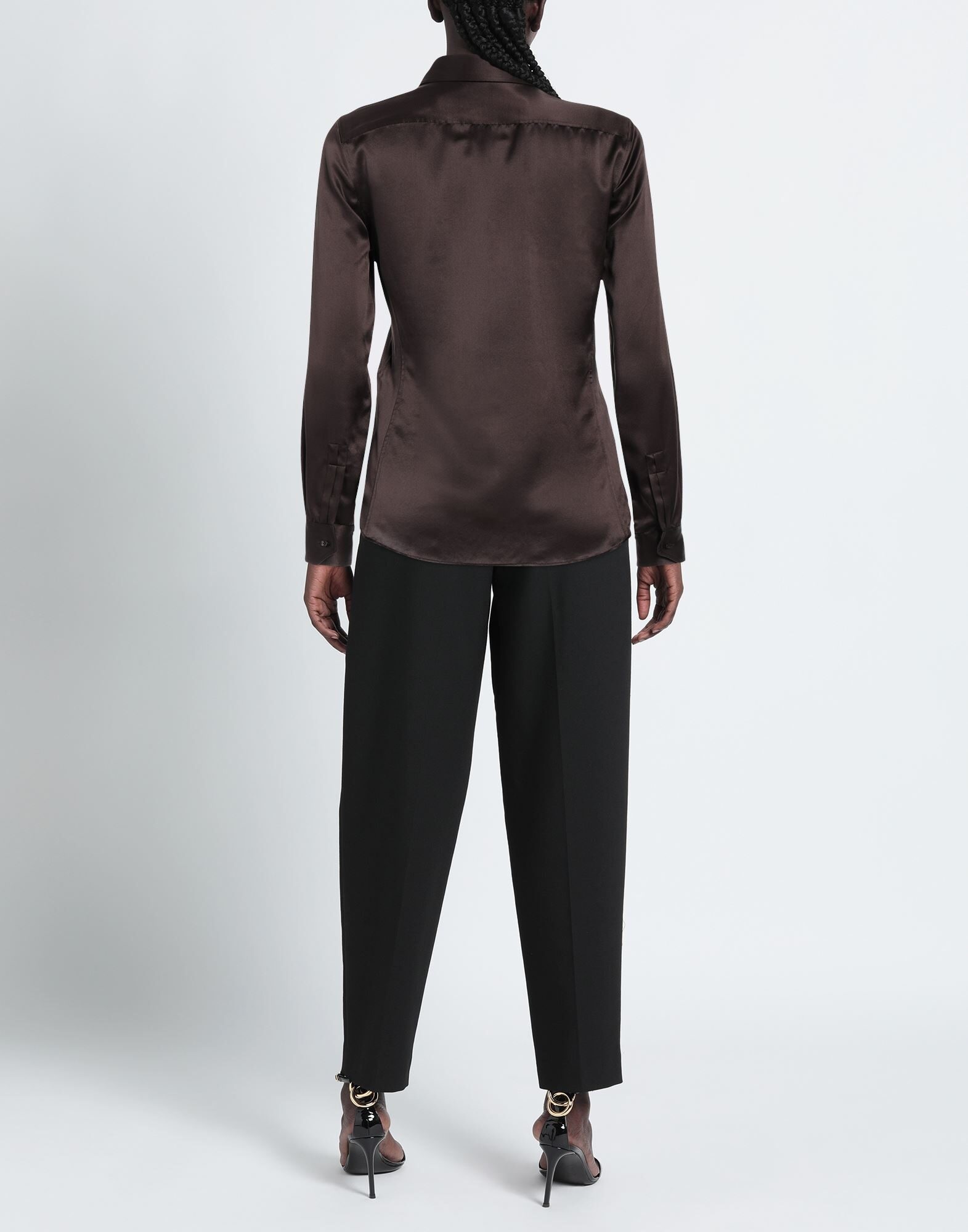 Dark brown Women's Silk Shirts & Blouses - 3