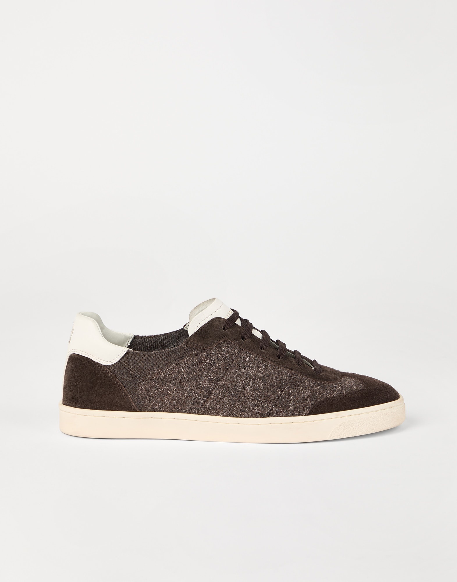 Cotton knit, washed suede and soft calfskin sneakers - 5