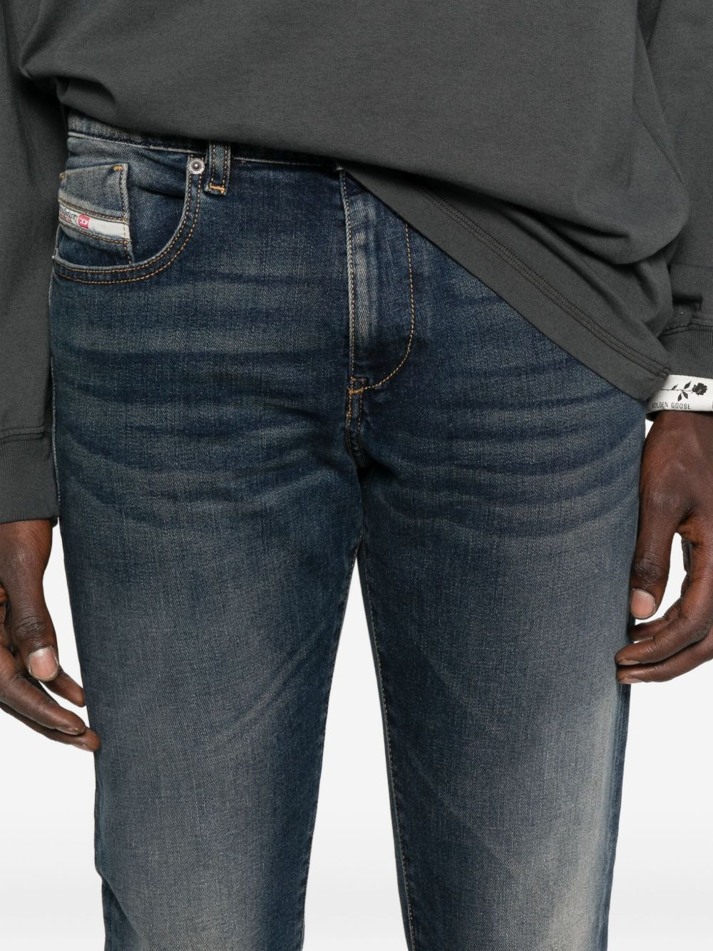 faded-effect cotton jeans - 5