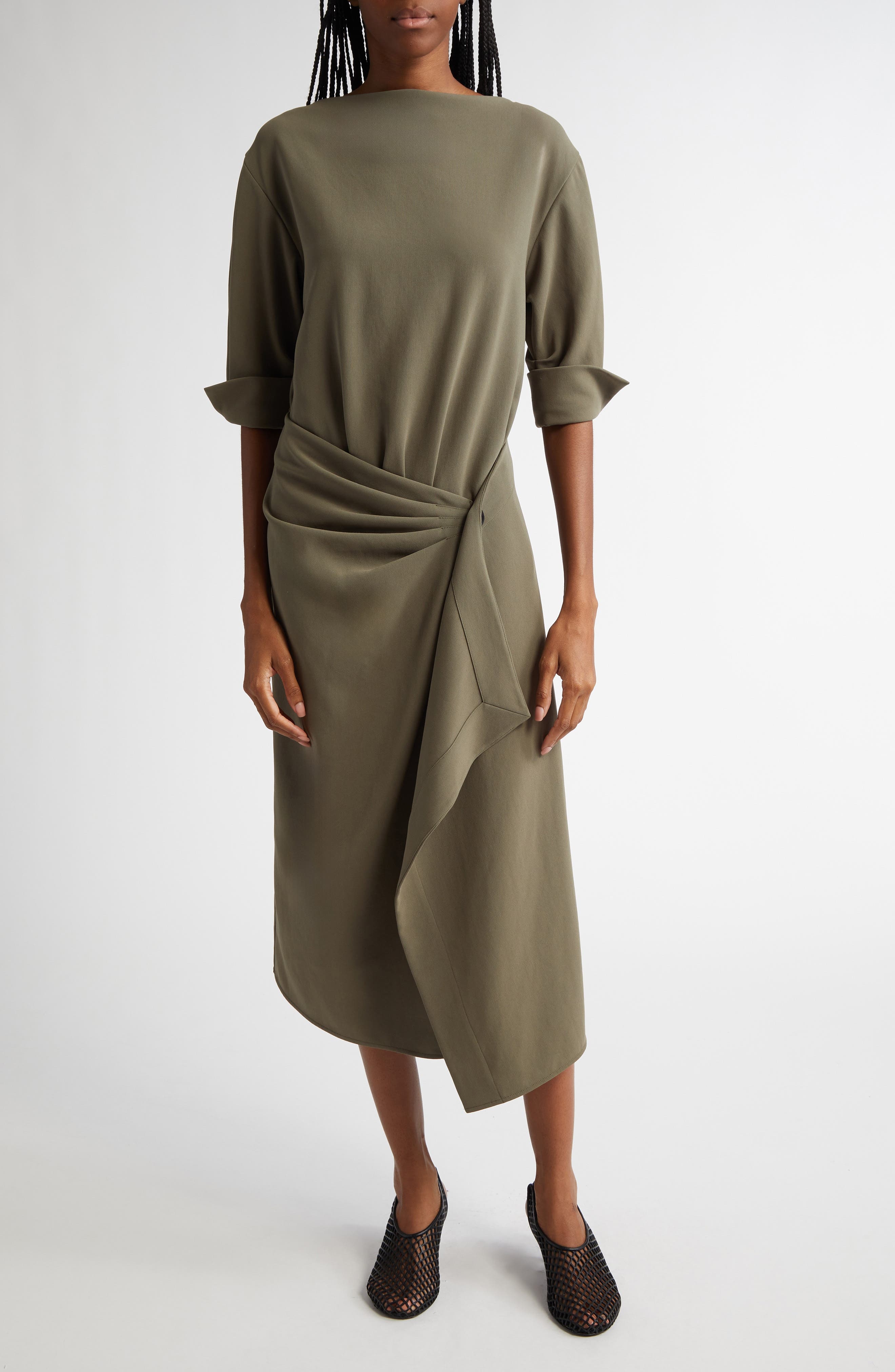 Proenza Schouler Maisie Matte Double Crepe Dress in Wood at Nordstrom - 1