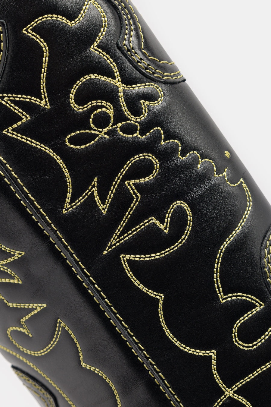 Mid Shaft Embroidered Western Boot in Black/Yellow - 4