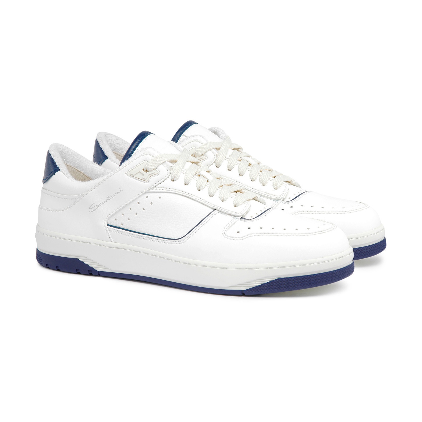 Men's white and blue leather Sneak-Air sneaker - 3
