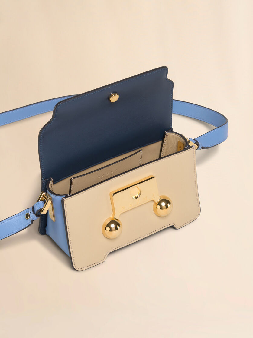 BLUE, BEIGE AND LIGHT BLUE LEATHER TRUNKAROO MINI SHOULDER BAG - 3