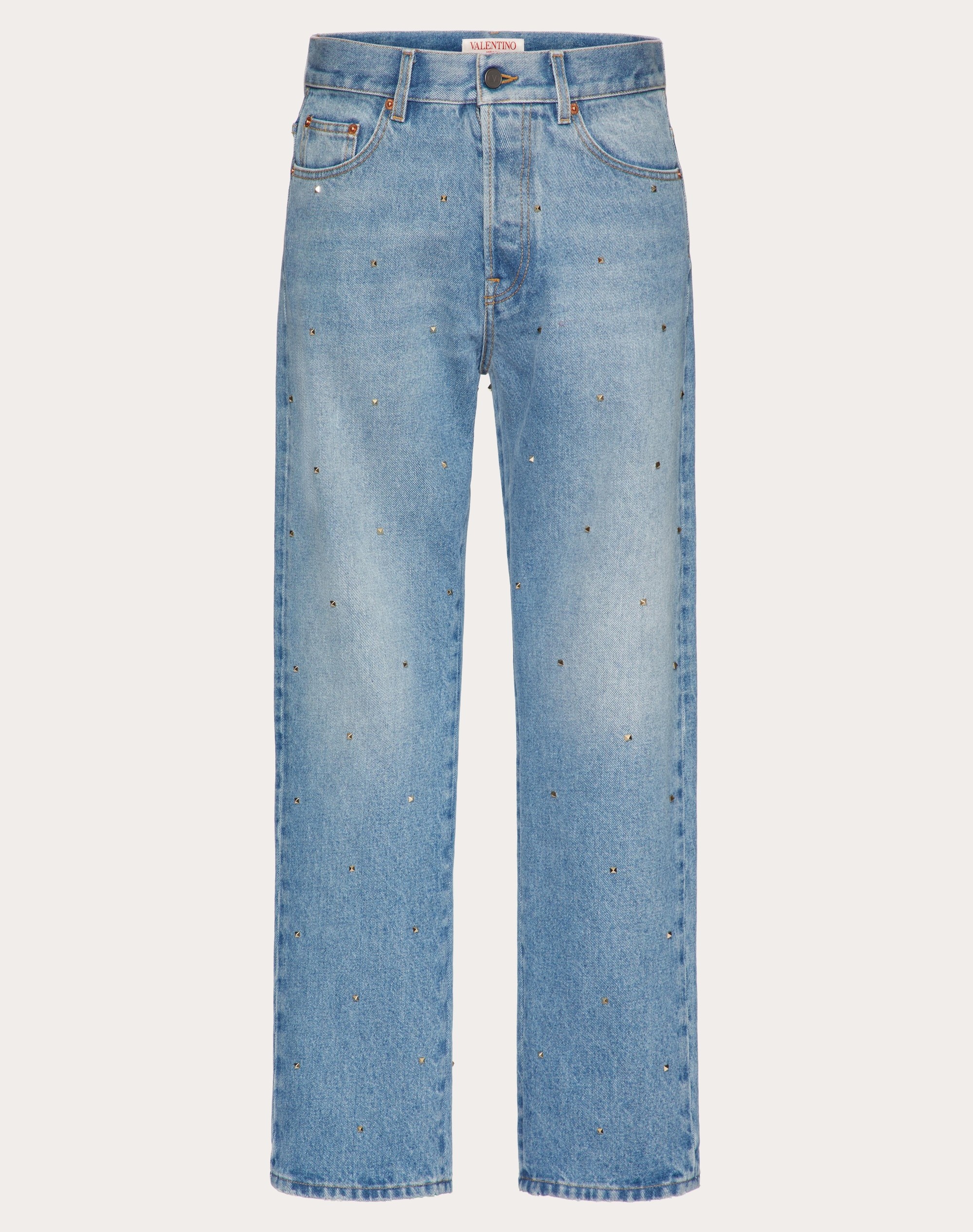 DENIM PANTS WITH ALL-OVER ROCKSTUD SPIKE STUDS - 1