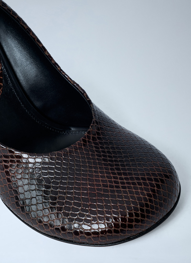 Dries Van Noten Python-Embossed Leather Wedge Pumps outlook