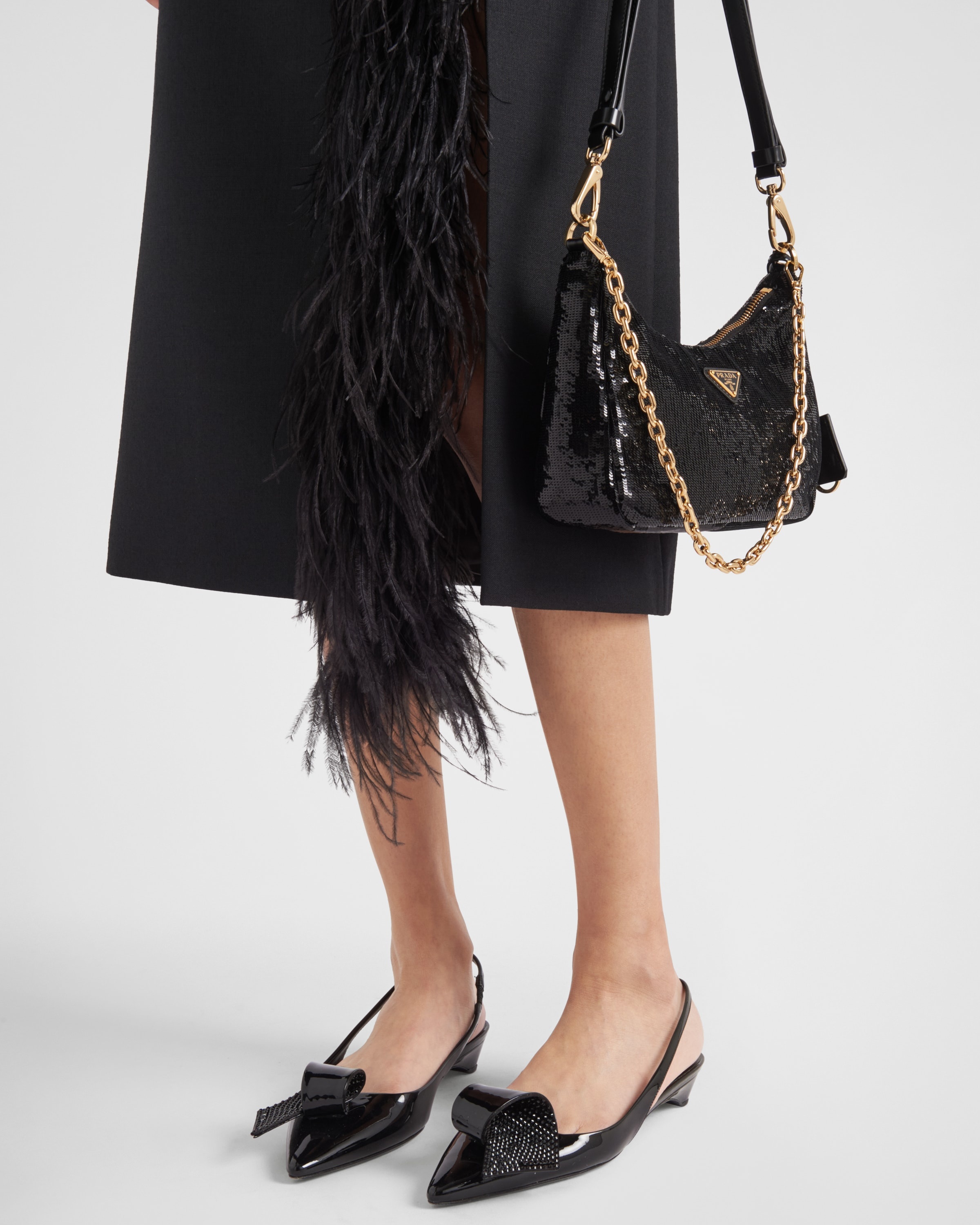 Feather-trimmed wool midi-skirt - 4