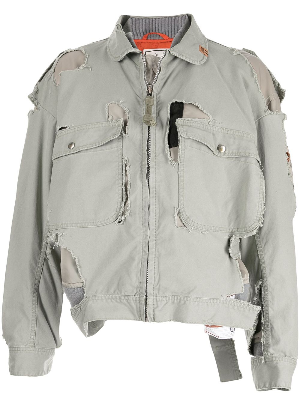 distressed cotton cargo jacket - 1