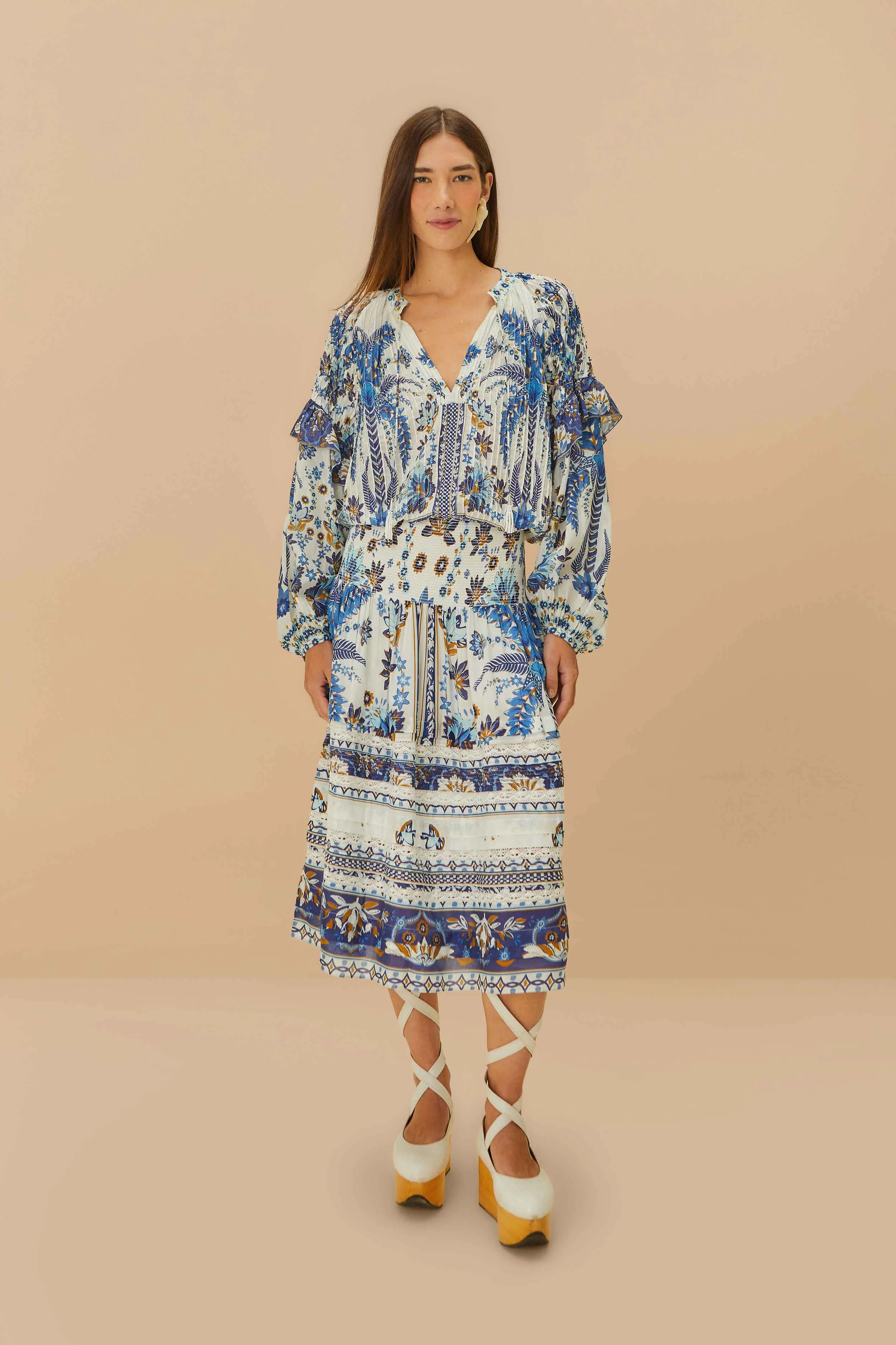 Off-White Ana Tapestry Organic Cotton Midi Skirt - 1