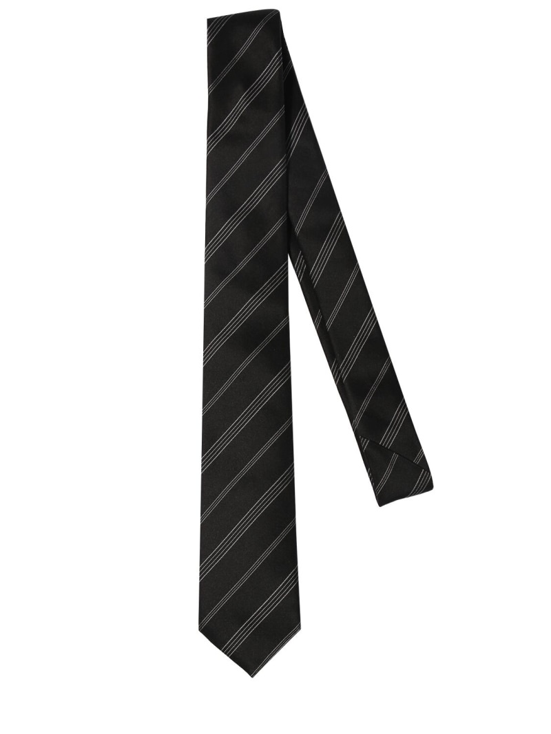 5cm Double striped silk tie - 1