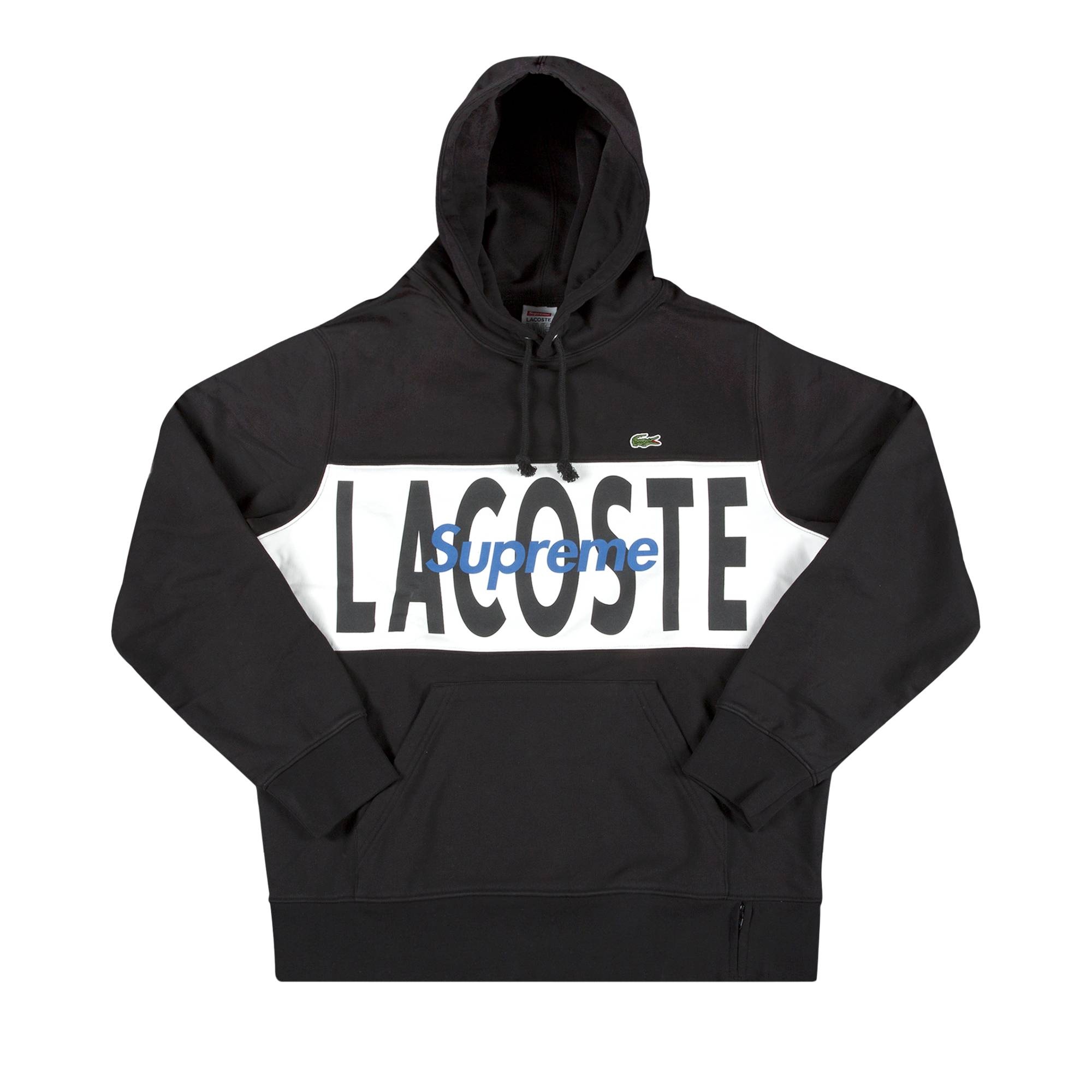 Supreme x Lacoste Logo Panel Hooded Sweatshirt 'Black' - 1