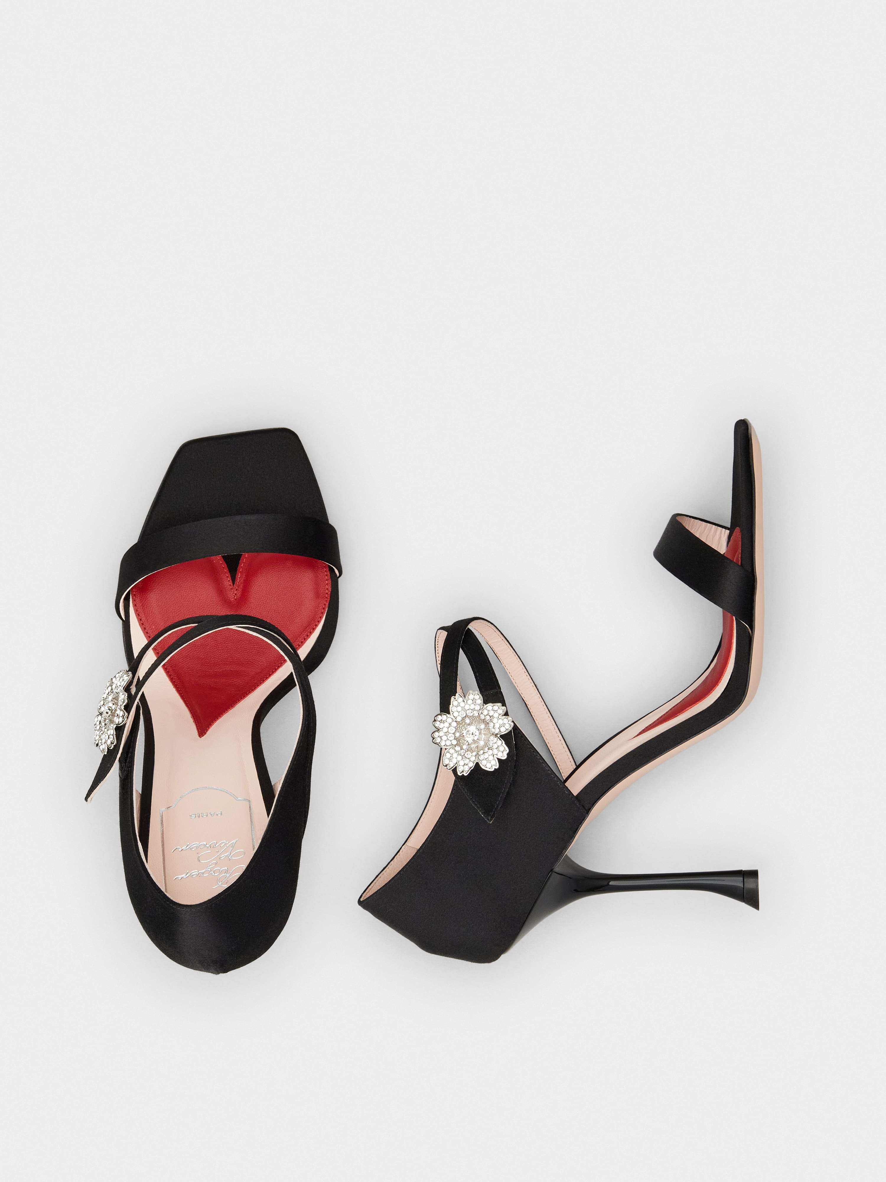 I Love Vivier Daisy Strass Sandals in Satin - 4