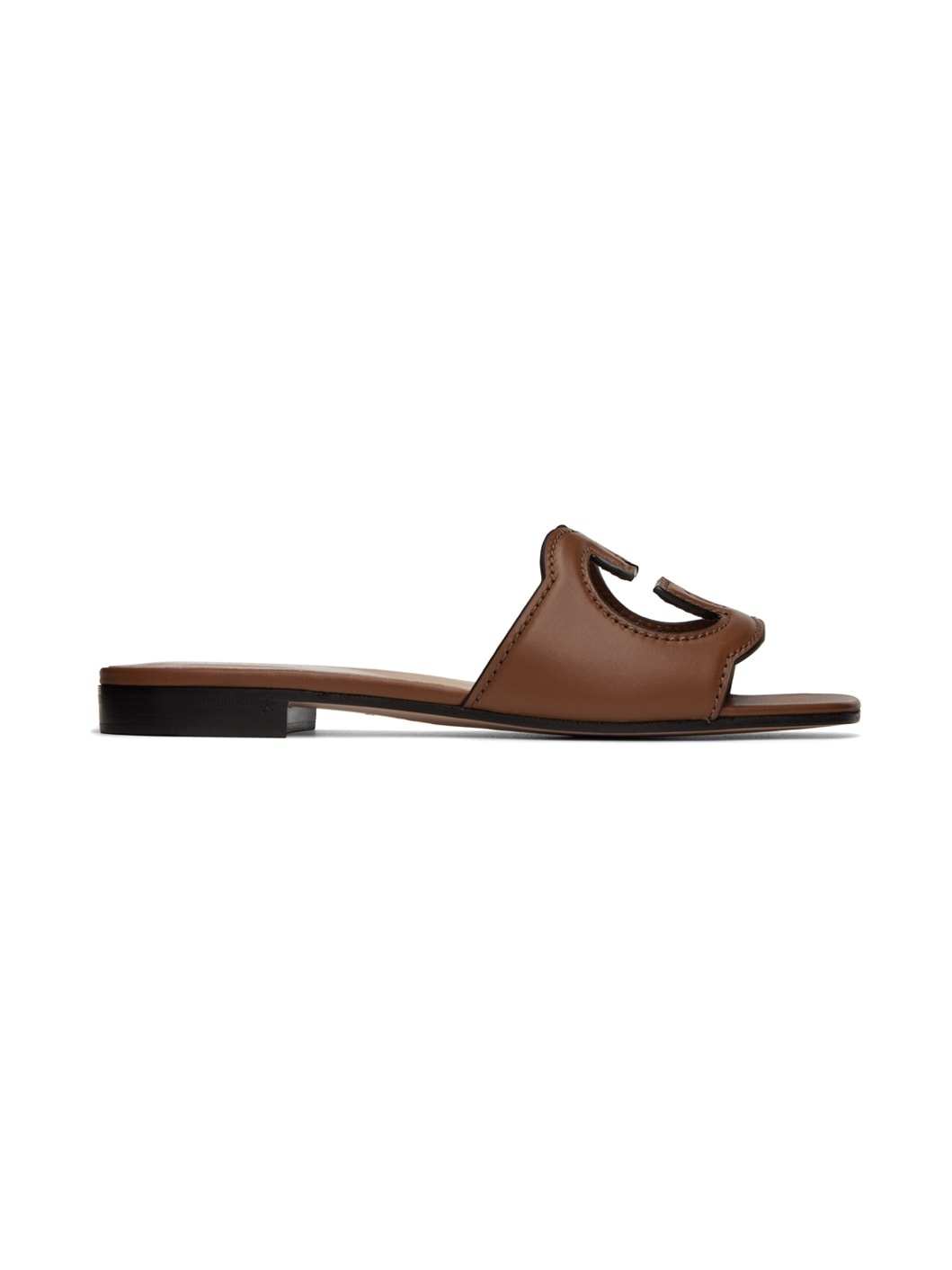 Brown Interlocking G Flat Sandals - 1