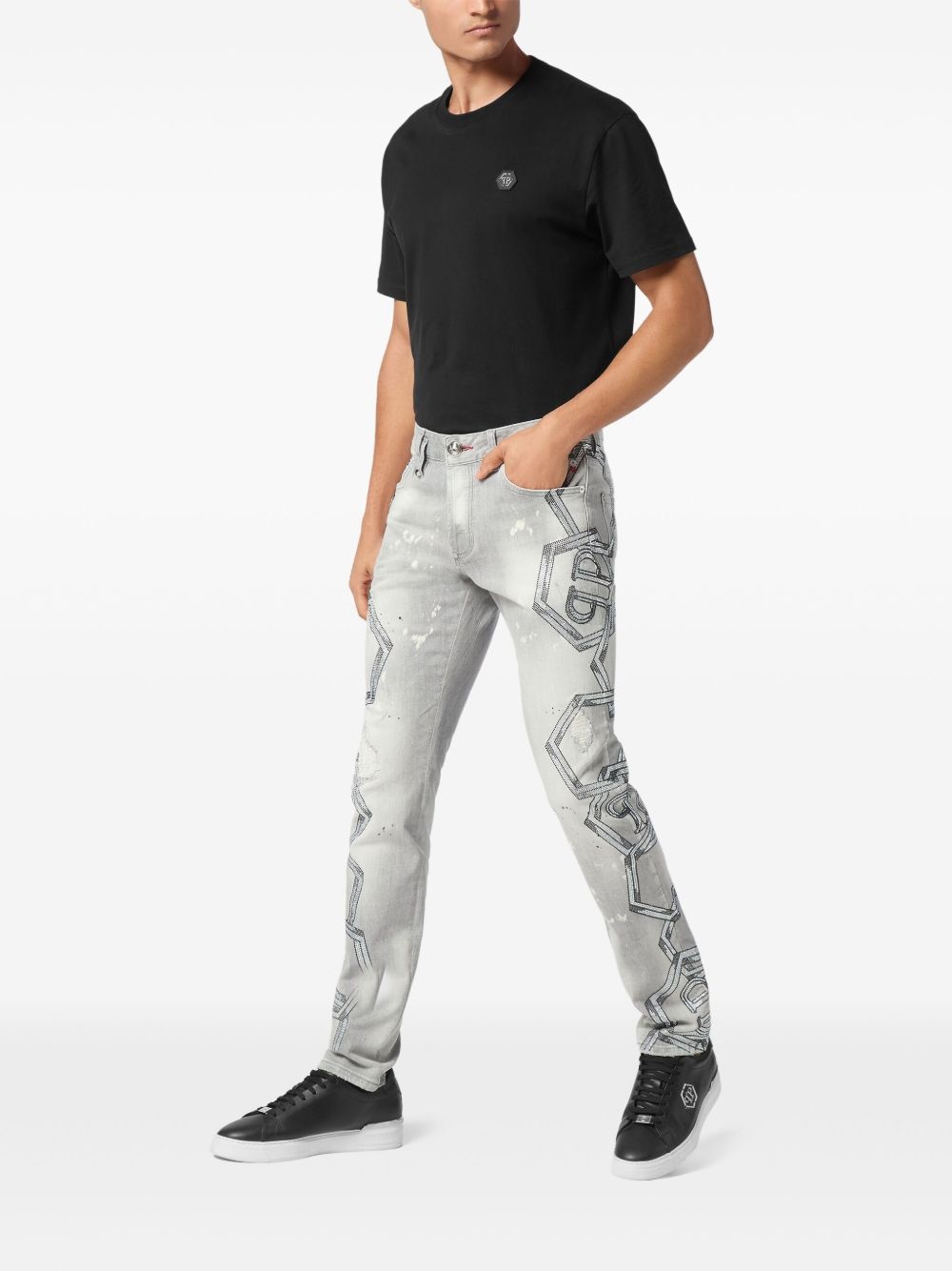 crystal-embellished jeans - 5