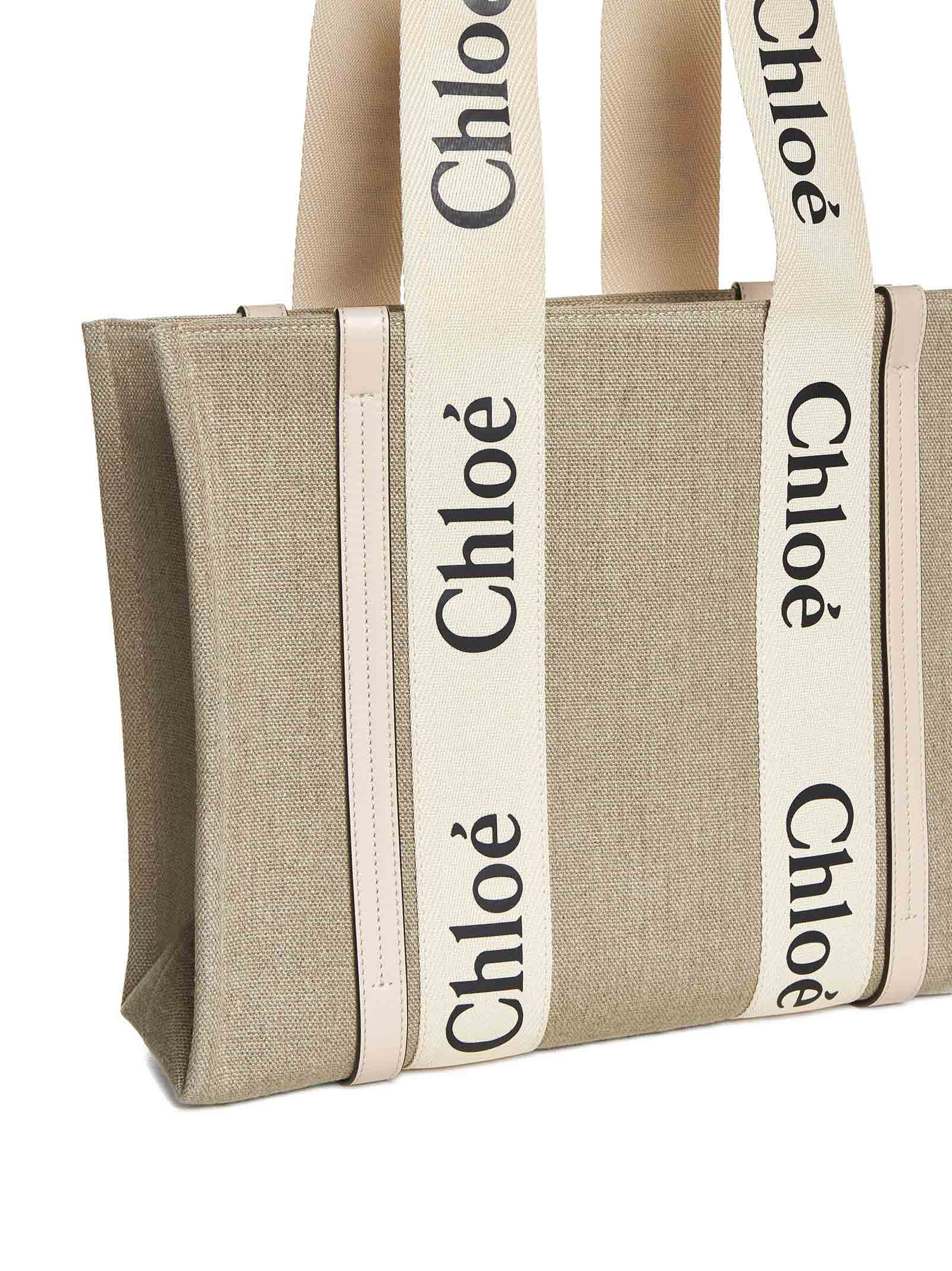 Chloé Women Medium Woody Tote Bag In Linen - 4