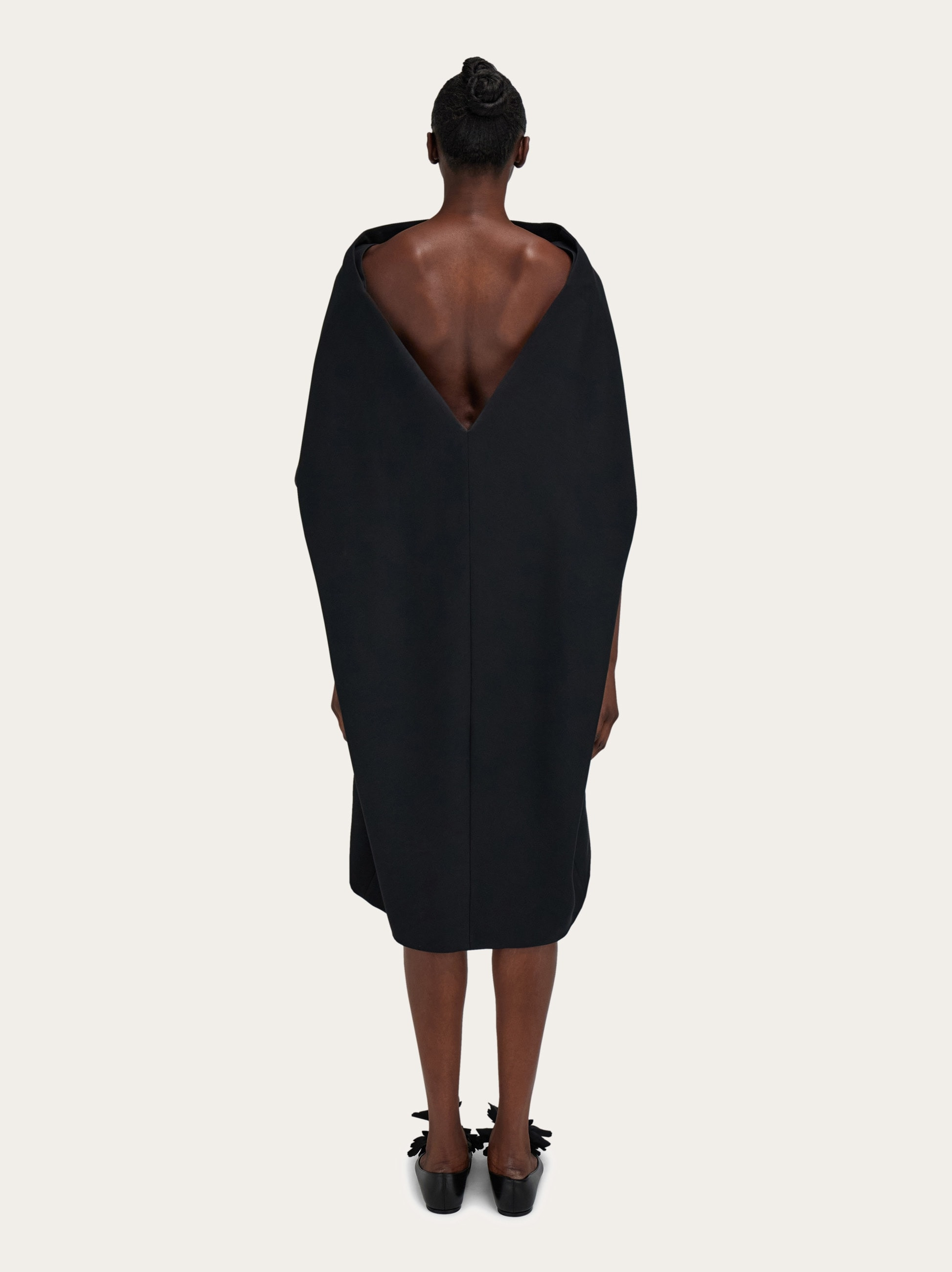 Belted midi dress with billowing front panel - 4