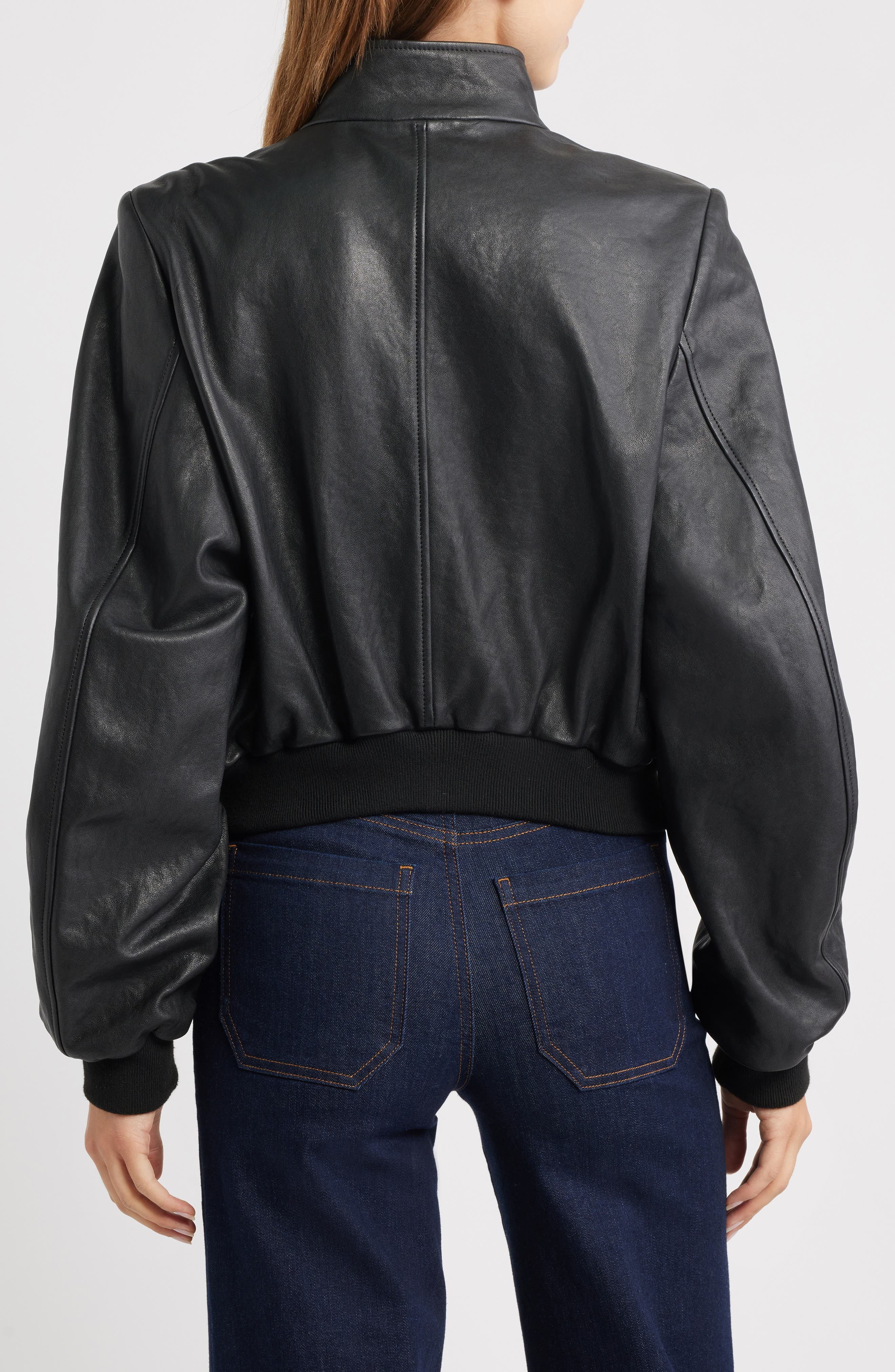 FRAME The Harrington Leather Bomber in Black at Nordstrom - 2