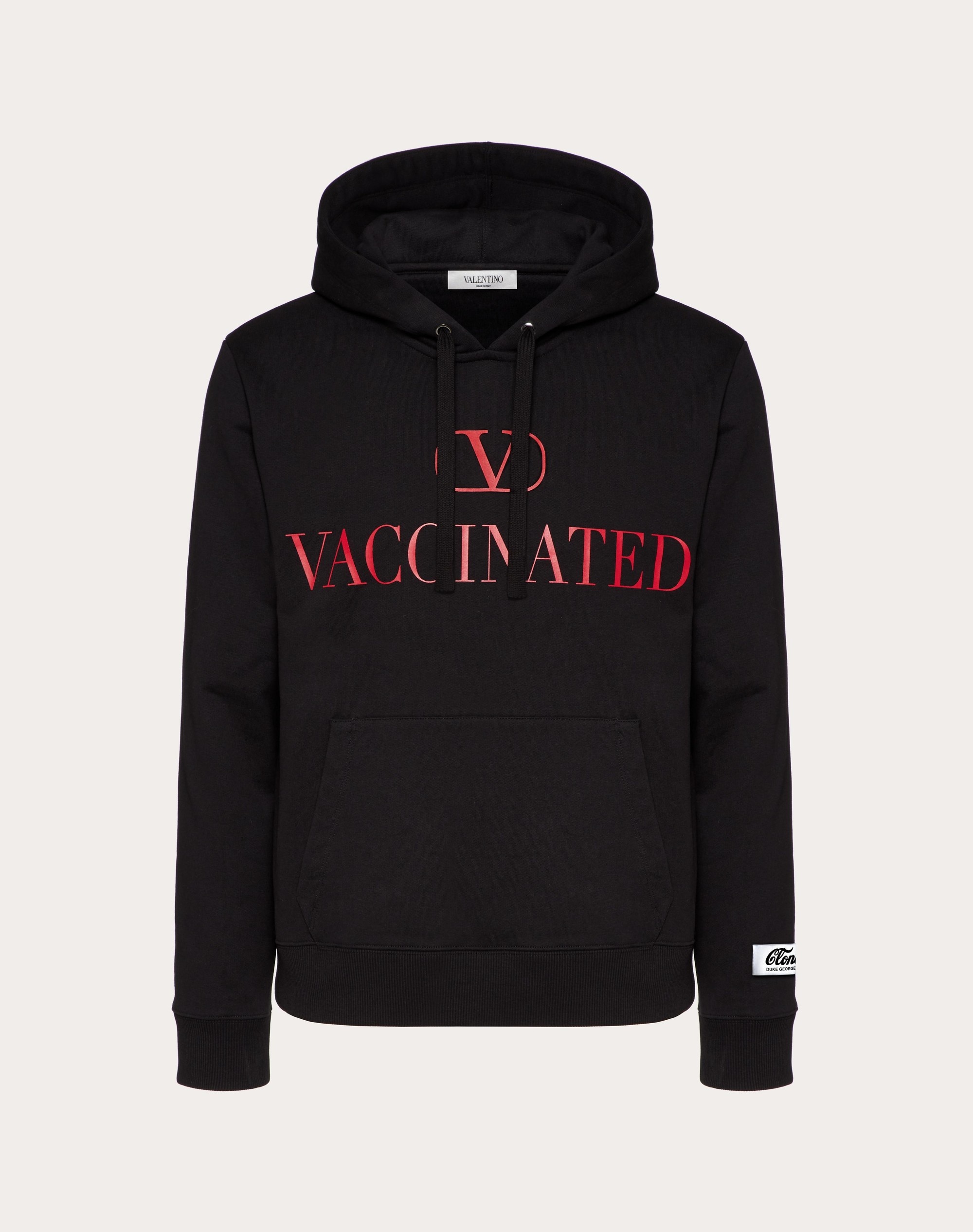 HOODED SWEATSHIRT WITH (V) VACCINATED PRINT - 1
