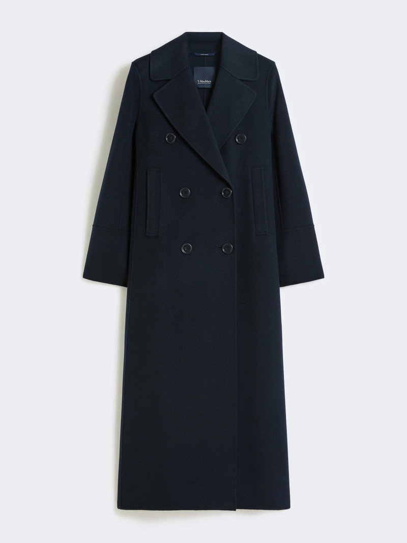 CUSTODI Long wool coat with half-belt detail - MIDNIGHTBLUE 1