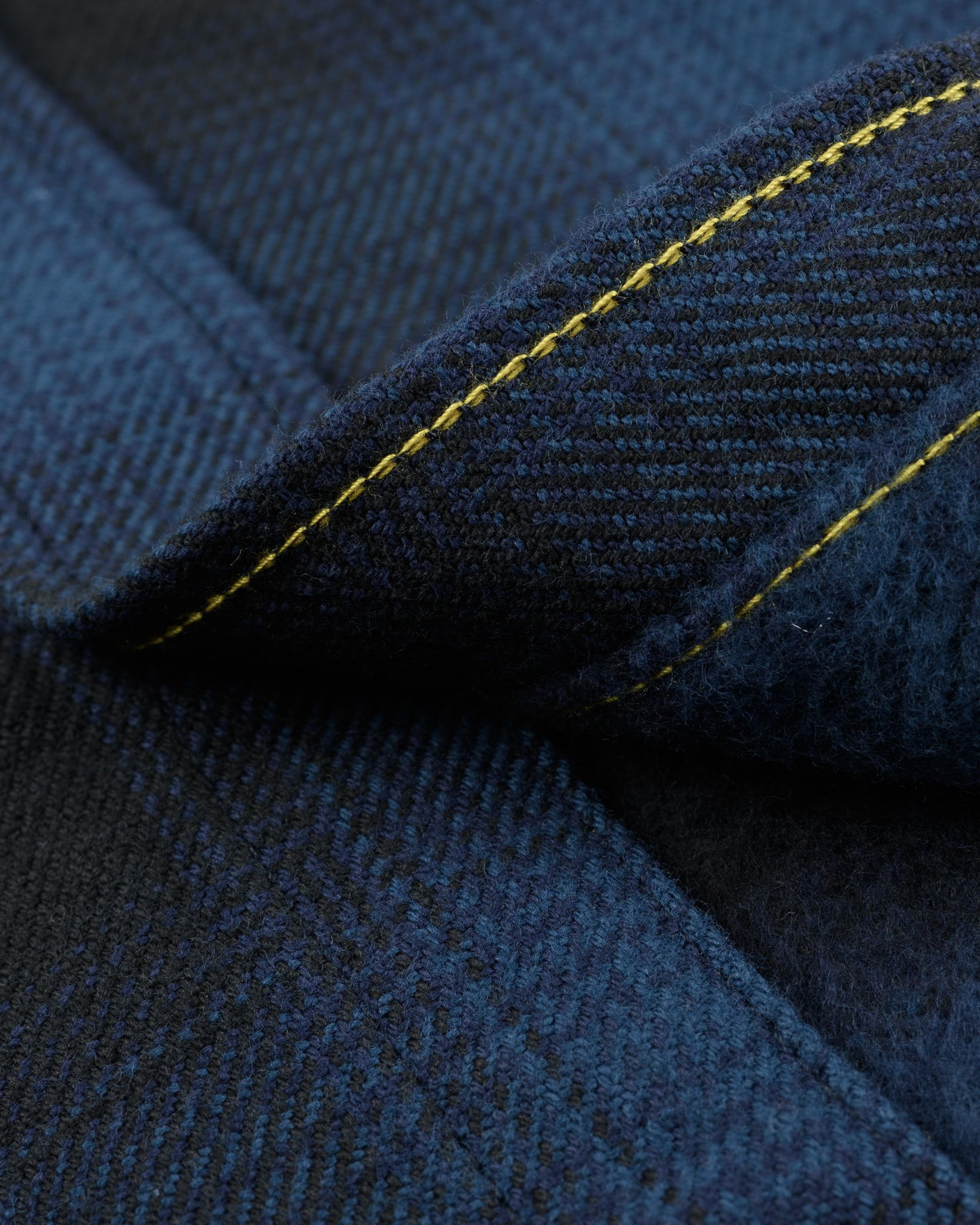 IHSH-264-NAV Ultra Heavy Flannel Ombré Check Western Shirt - Navy/Black - 17