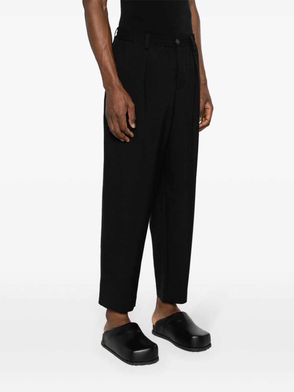 cropped wool tapered trousers - 3