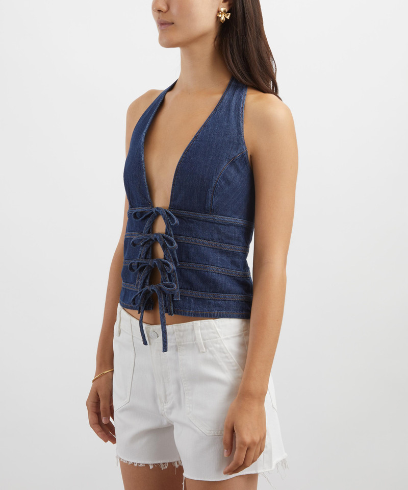 Reformation Kyleigh Denim Halter Top outlook