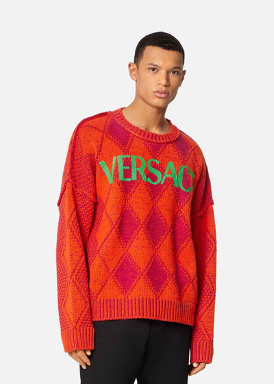 VERSACE Logo Argyle Wool & Alpaca Sweater outlook