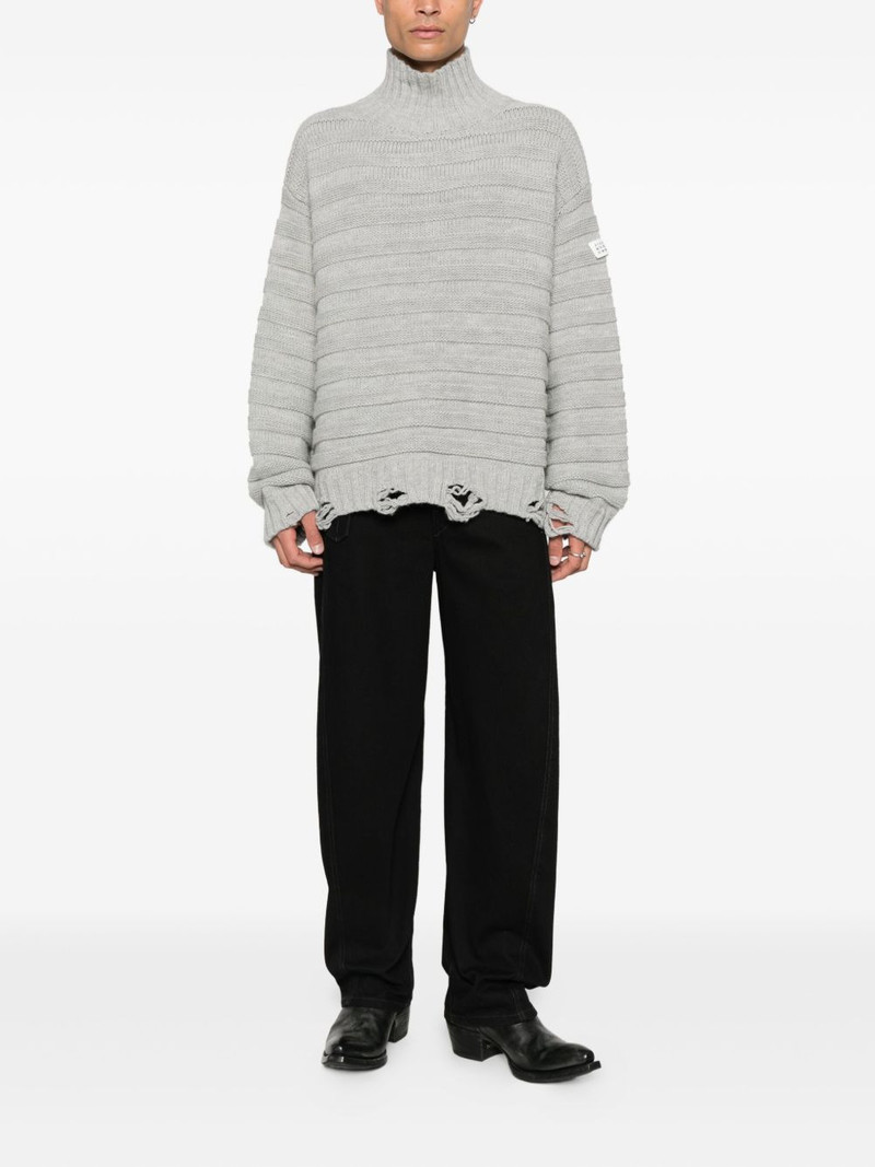 MM6 Maison Margiela turtleneck frayed sweater outlook