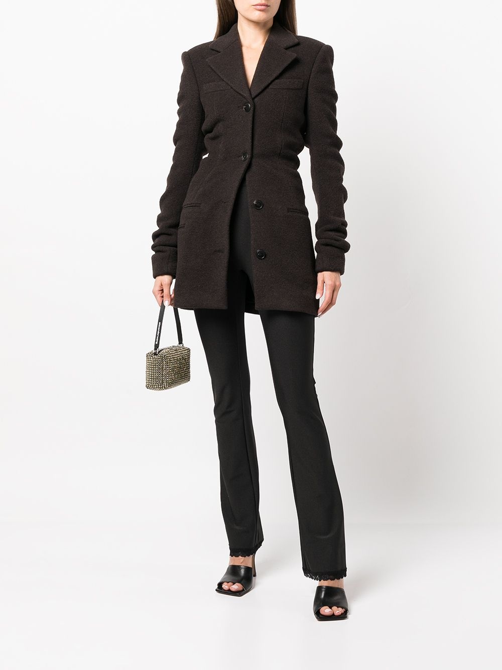ruched sleeve wool-blend jacket - 2