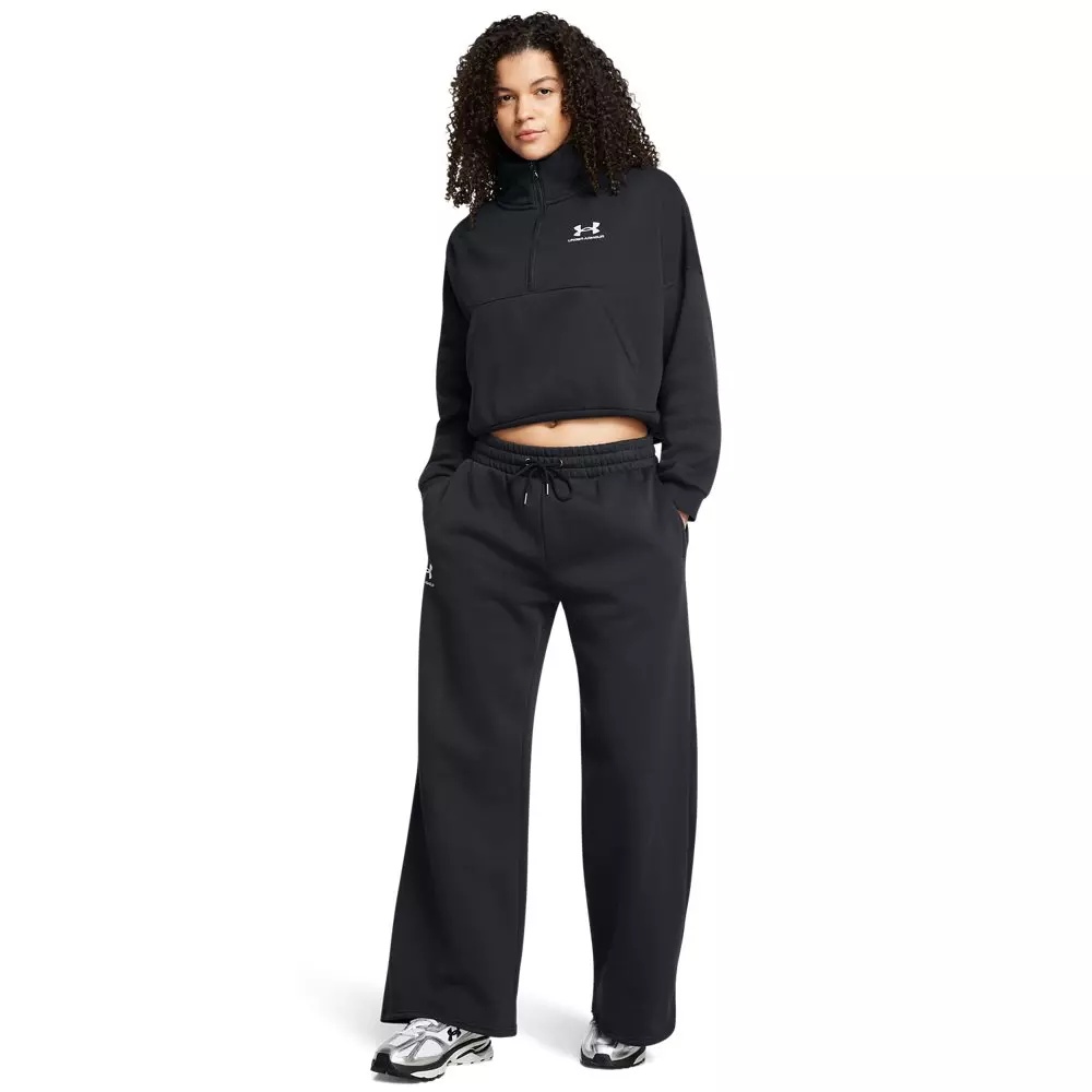 Women's UA Icon Fleece Oversized 1/2 Zip - Black/White - 4