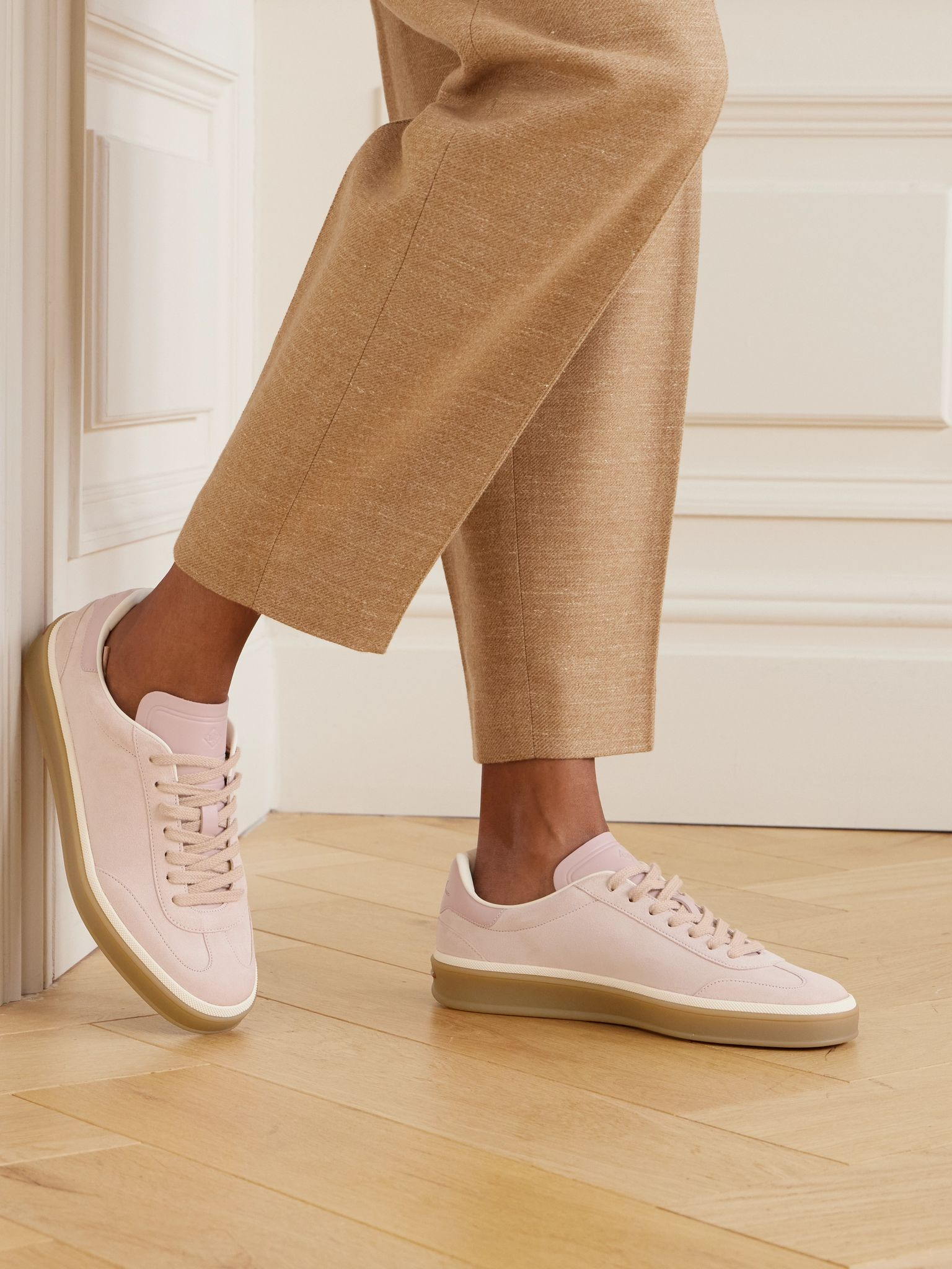 Tennis Walk leather-trimmed suede sneakers Baby pink - 2