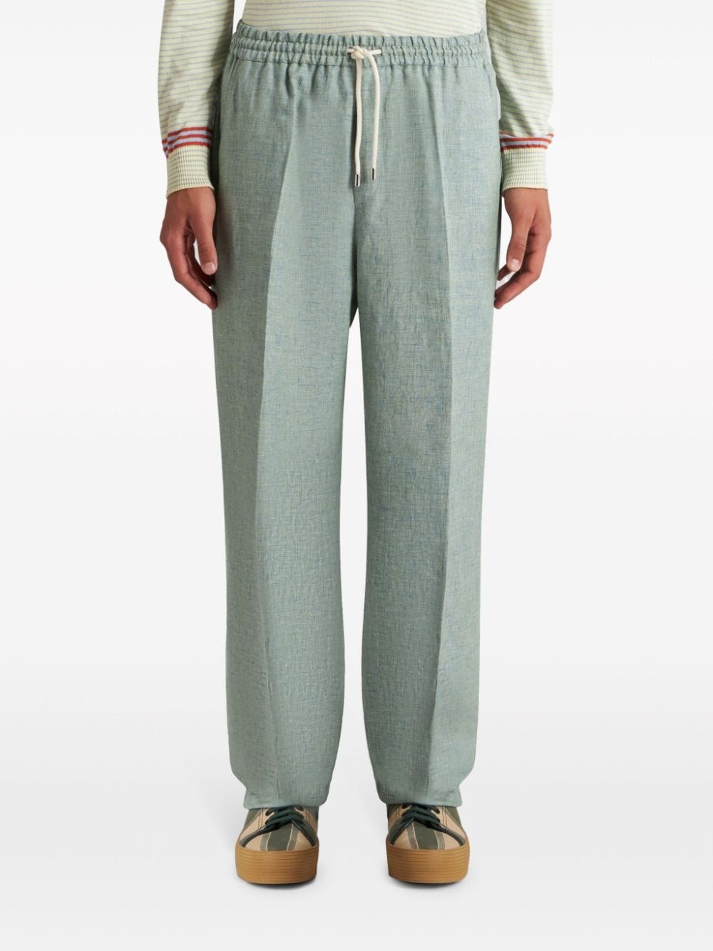 straight-leg linen trousers - 3