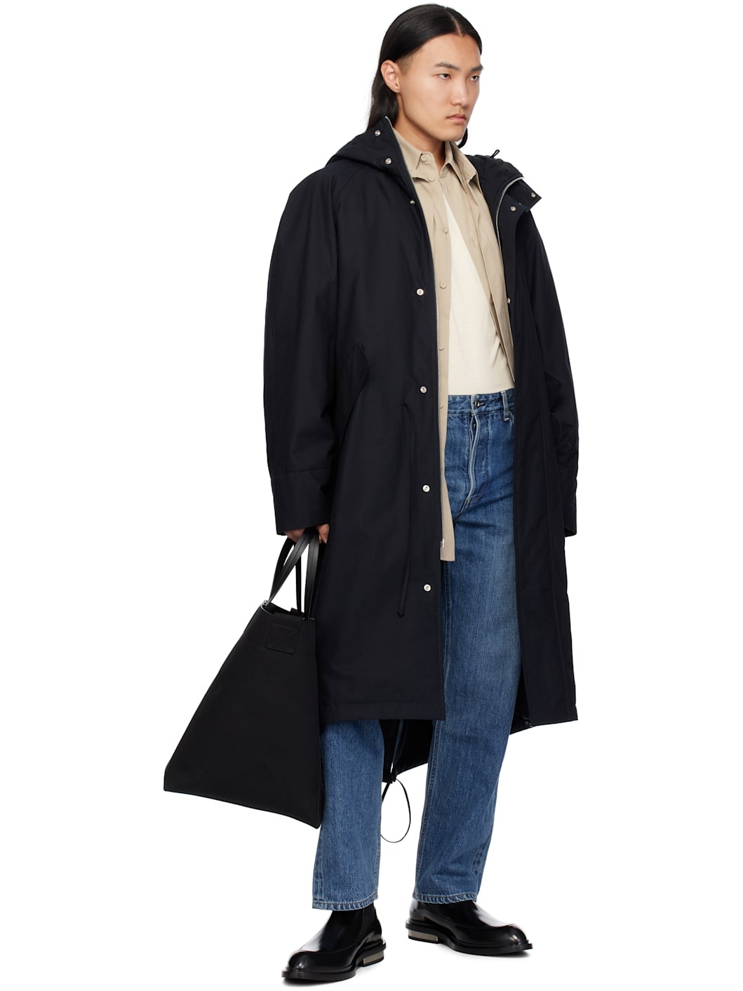 Navy Hooded Coat - 4