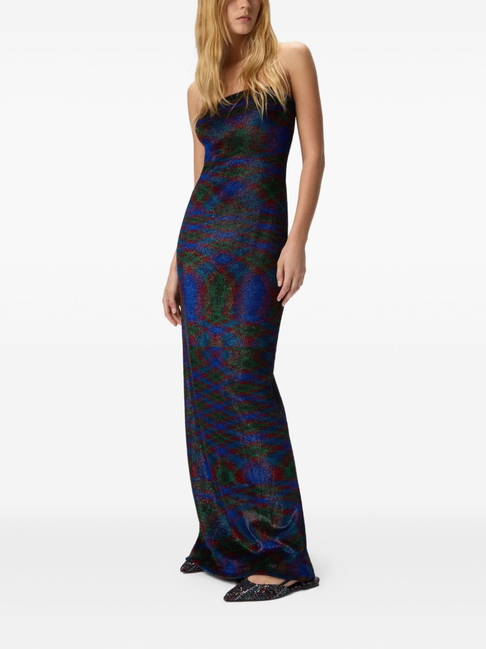 strapless patterned maxi dress - 2