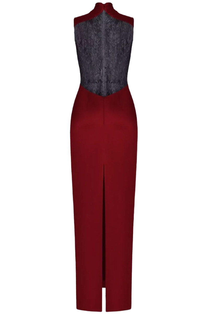 RASARIO DRAPED SATIN GOWN WITH LACE BACK PANEL outlook