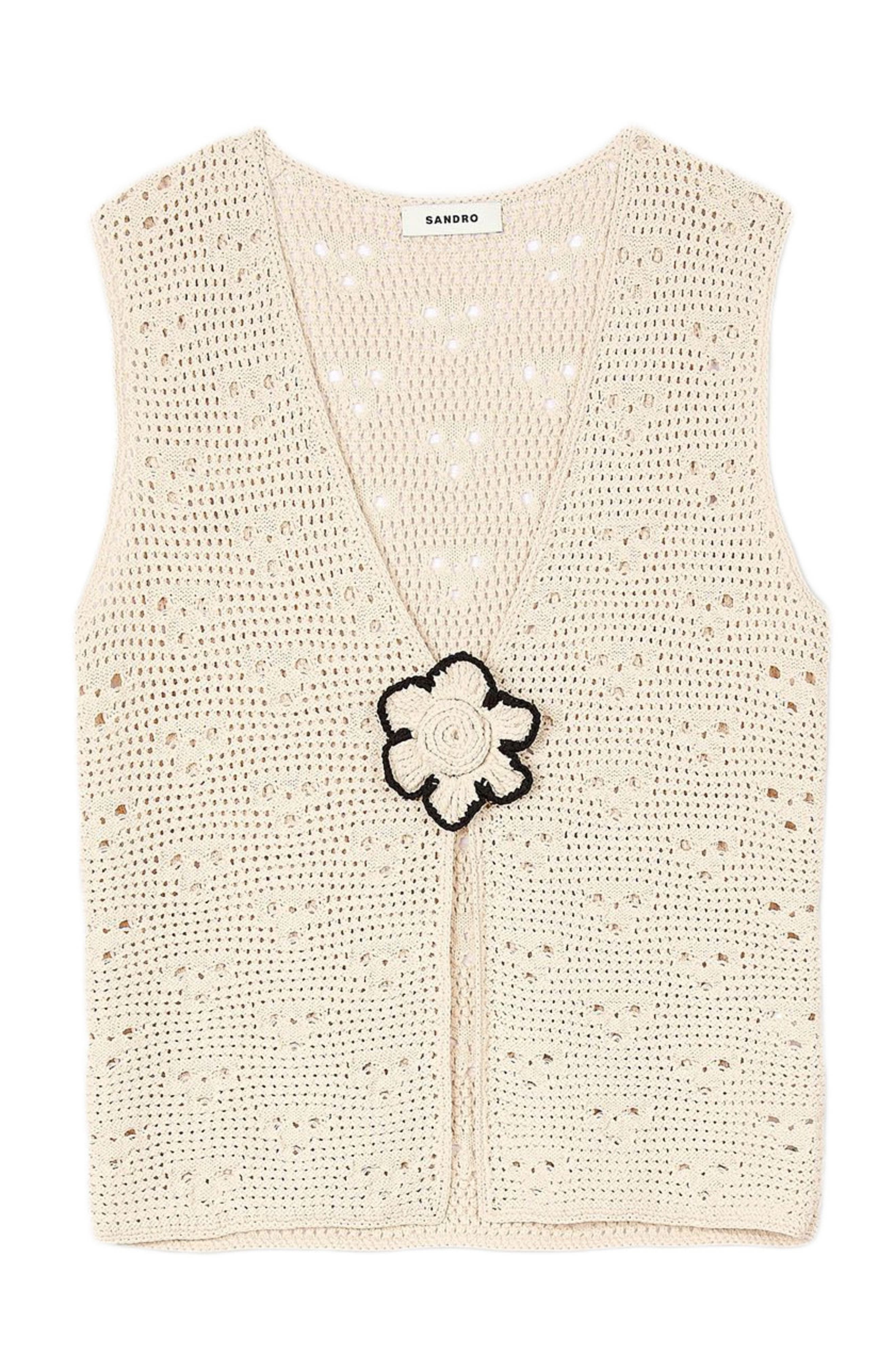 SANDRO Crochet cardigan in Ecru at Nordstrom - 5