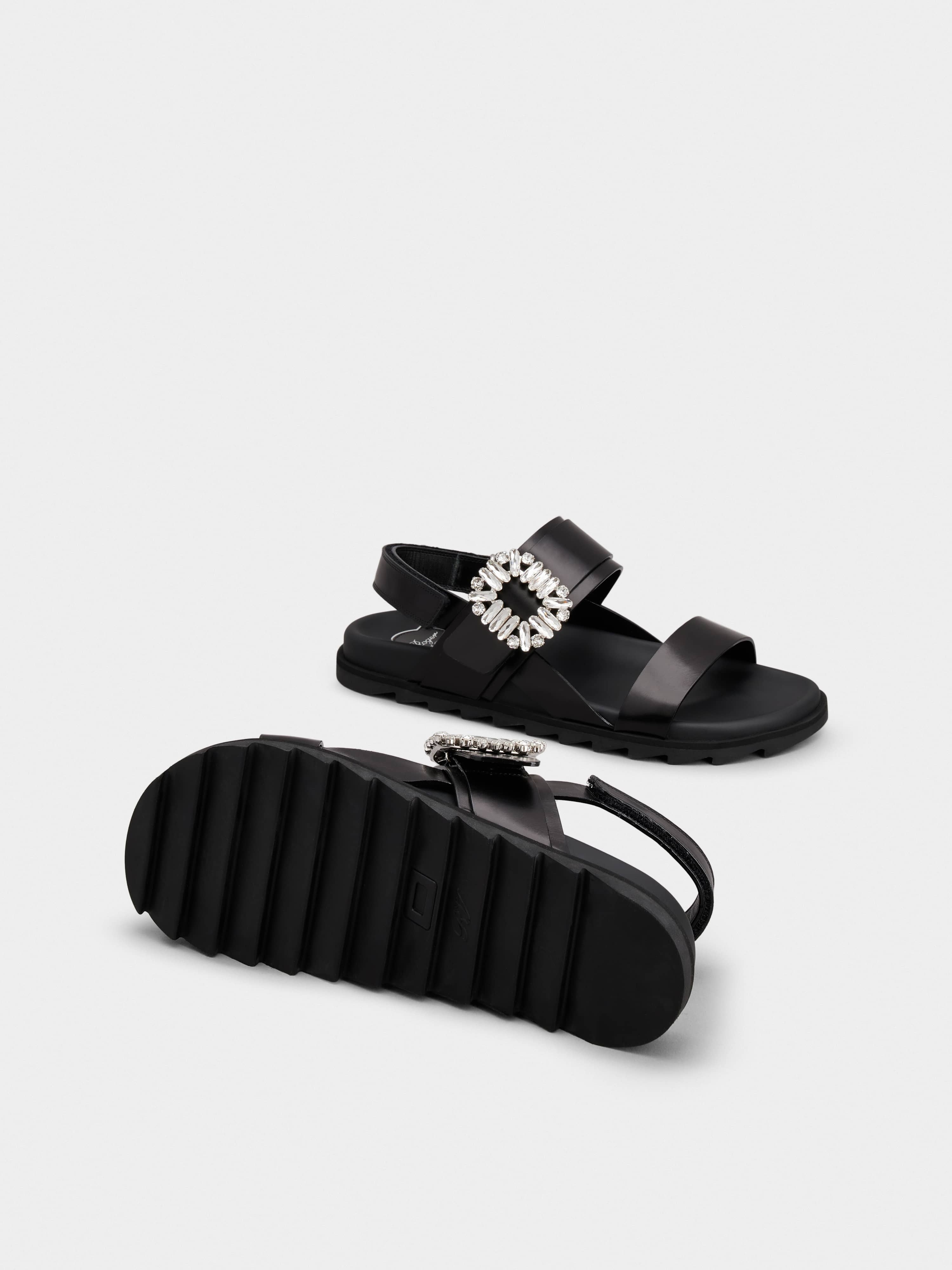 Slidy Viv' Strass Buckle Mules in Leather - 5