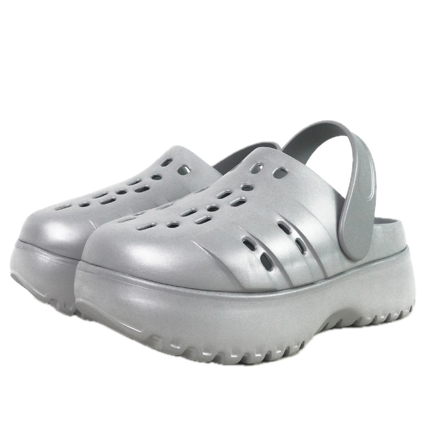 (WMNS) adidas Adilette Clog Platform 'Silver Metallic' JQ9879 - 2