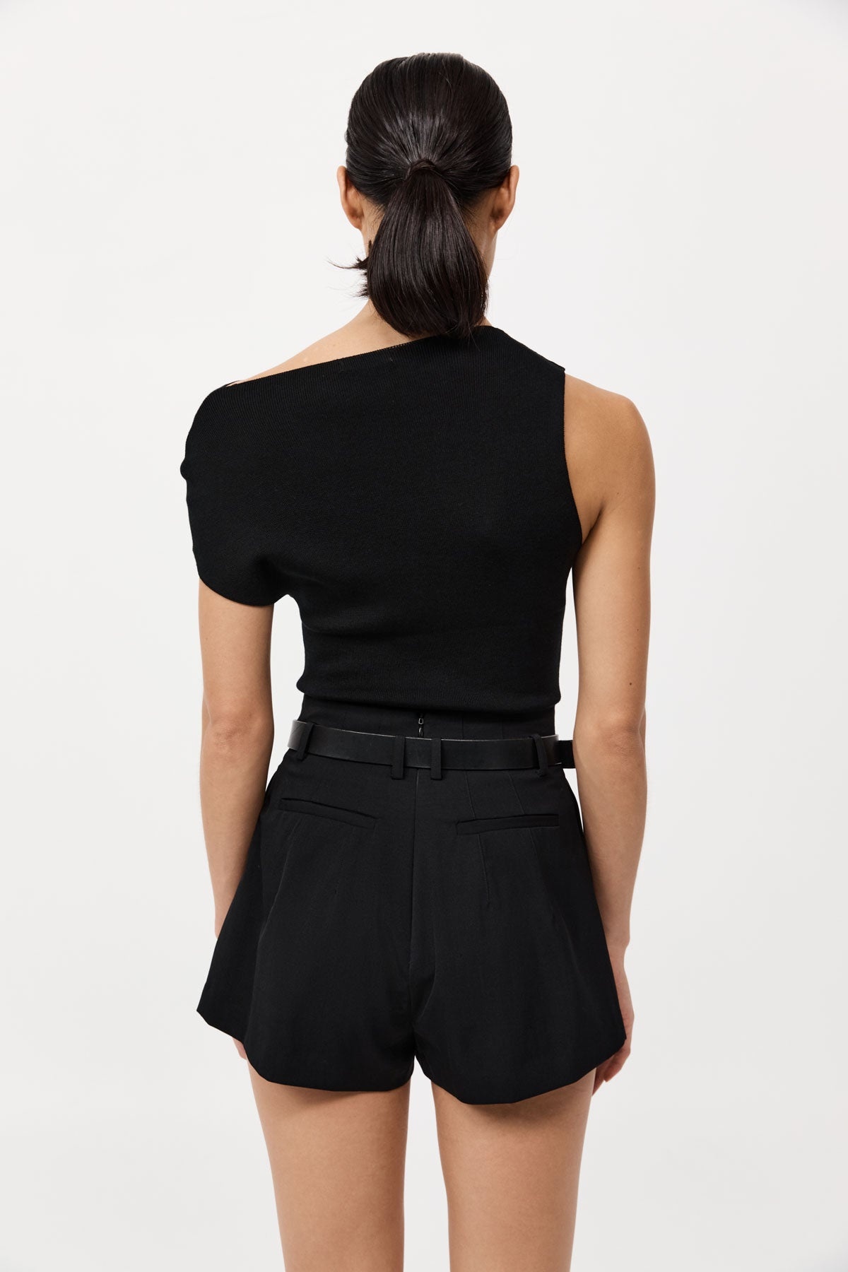 Paperbag Waist Shorts - Black - 6