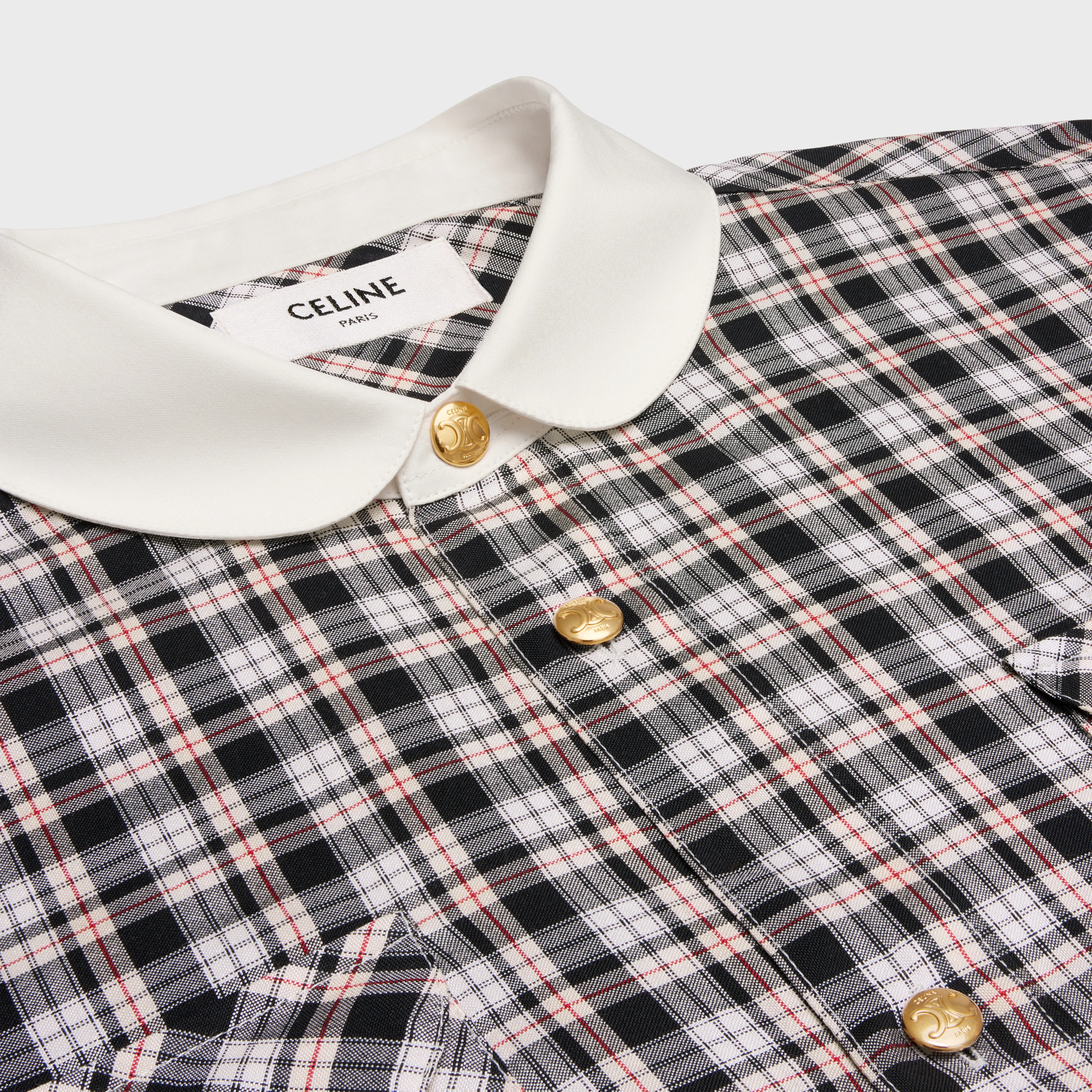cropped shirt in check silk - 3