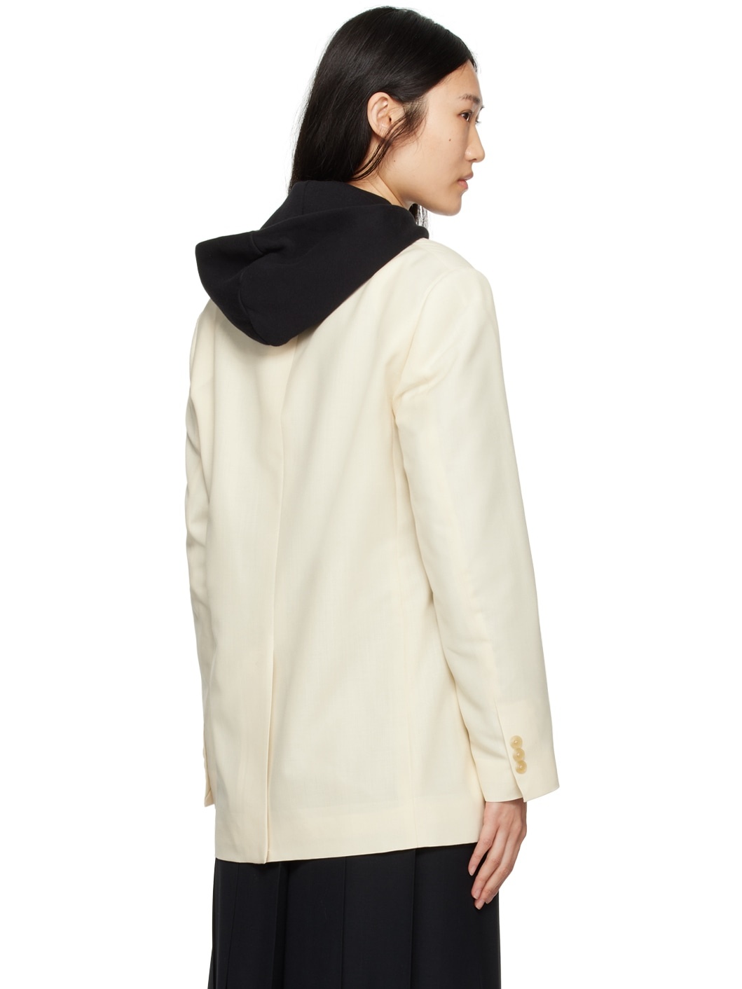 Off-White Notched Lapel Blazer - 3