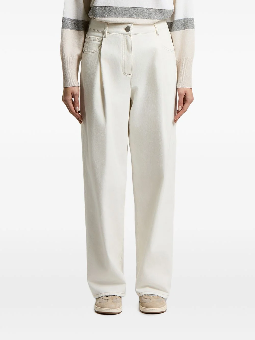 pleat-detail jeans - 1