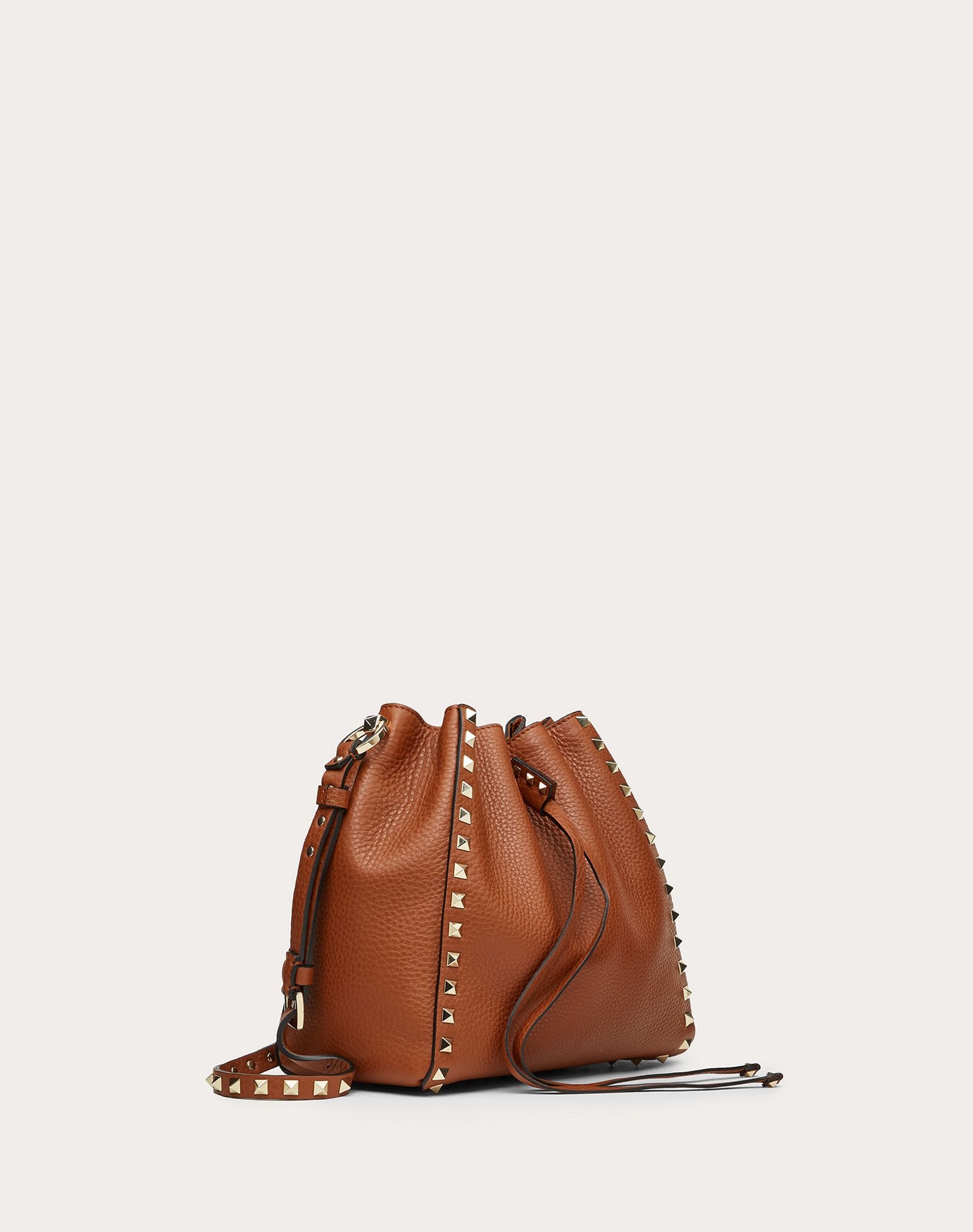 Small Rockstud Grainy Calfskin Bucket Bag - 2