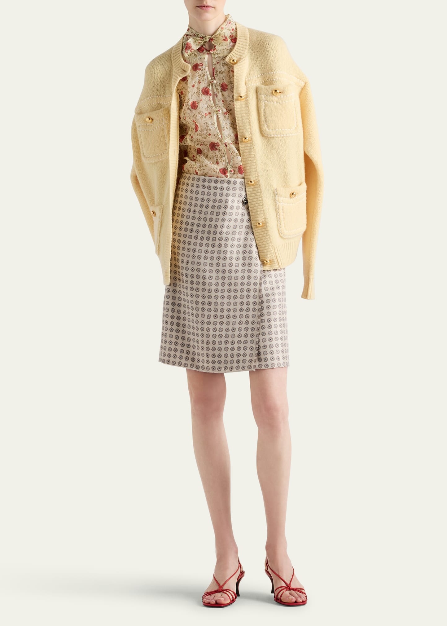 Geometric Print Silk Twill Mini Skirt - 2