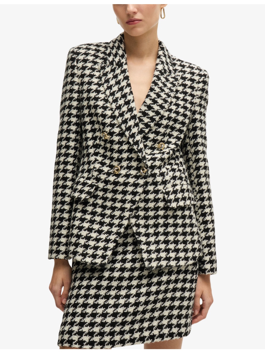 Houndstooth-pattern slim-fit woven blazer - 3