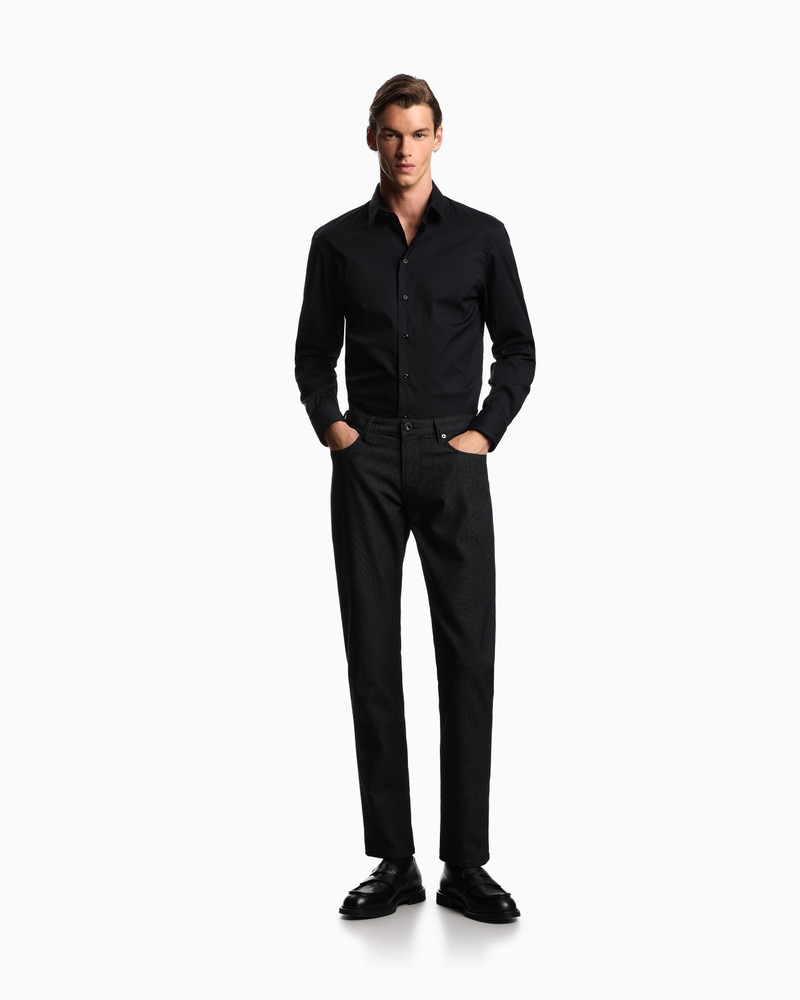 J06 Slim-fit, cotton-blend trousers with micro-armure polka dots 2