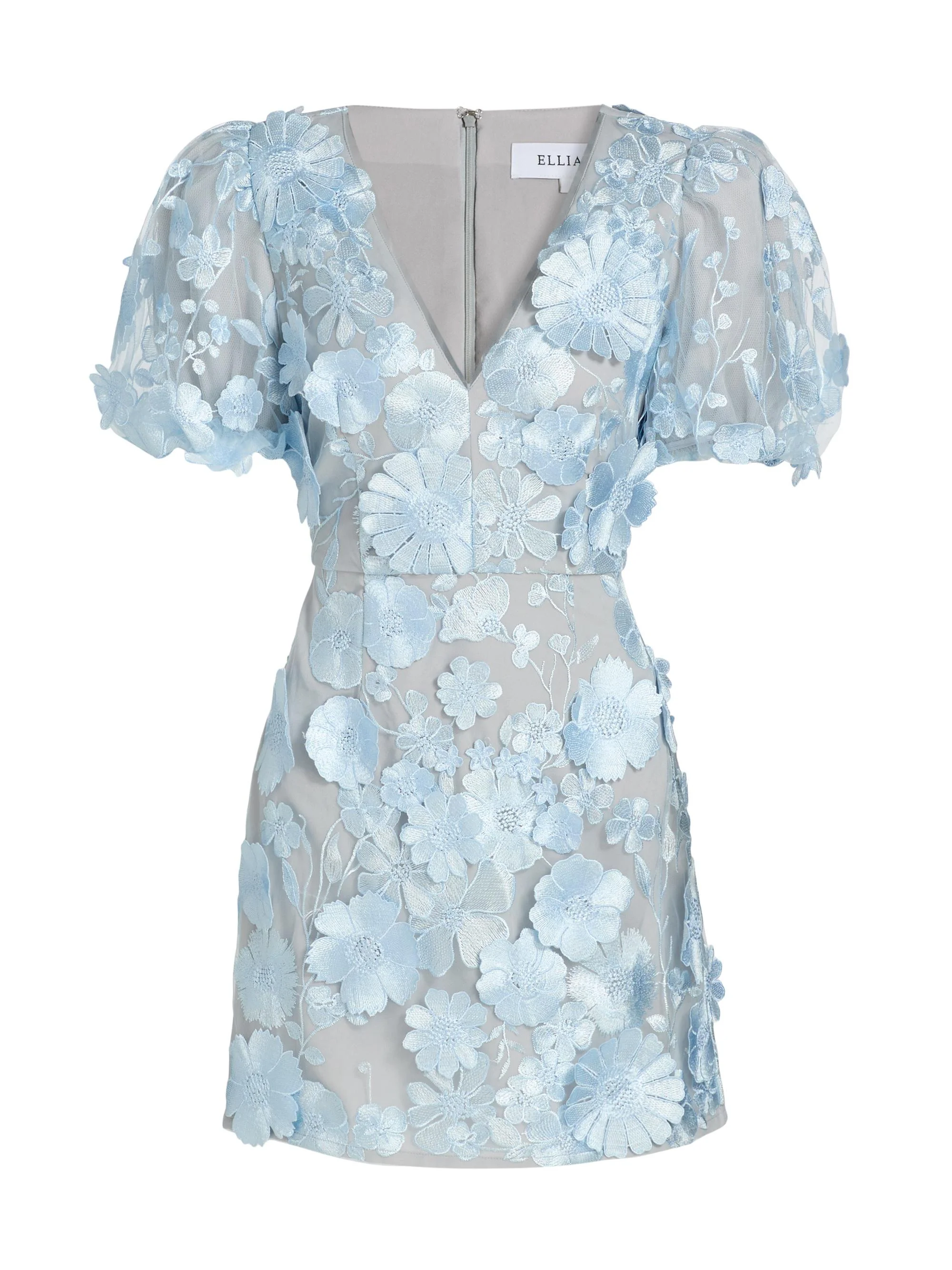 Women's Zayla 3D Floral Mesh Minidress - Blue Multi - 1